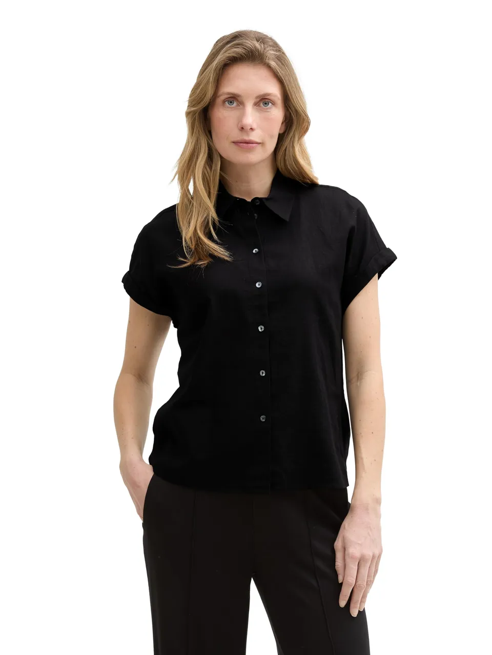 tom-tailor-damen-loose-fit-bluse-mit-leinenanteil image 1