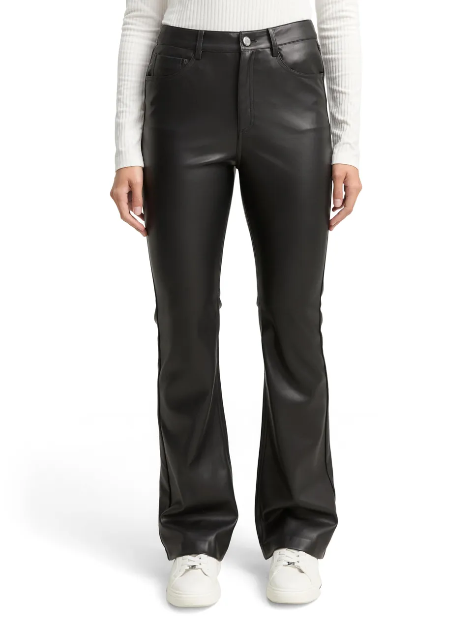 tom-tailor-denim-damen-flared-hose-in-lederoptik-1048873 image 1
