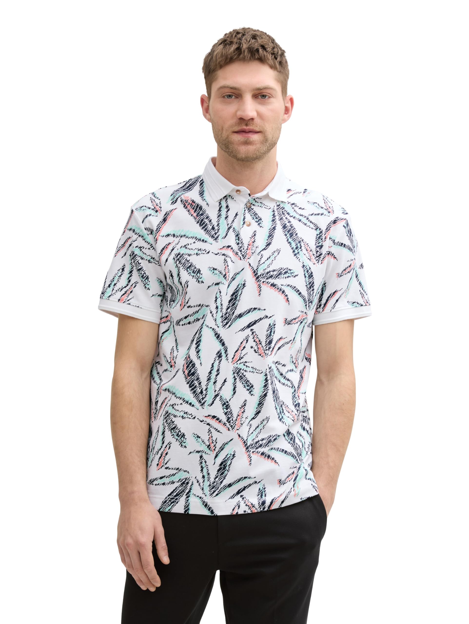tom-tailor-herren-piqu-poloshirt-mit-palmen-print image 6