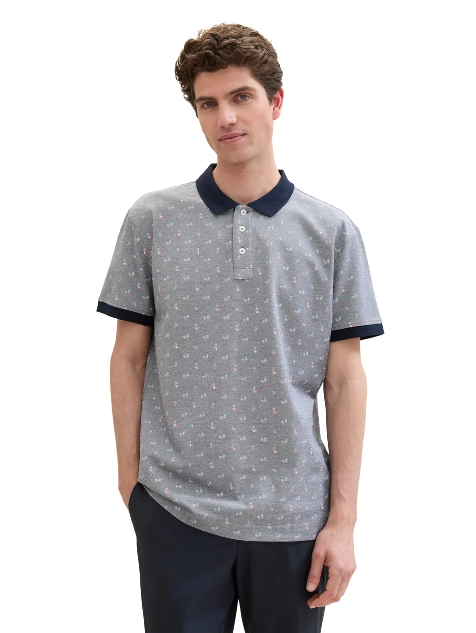 tom-tailor-herren-basic-piqu-poloshirt-mit-alloverprint-bedrucktes-poloshirt image 1