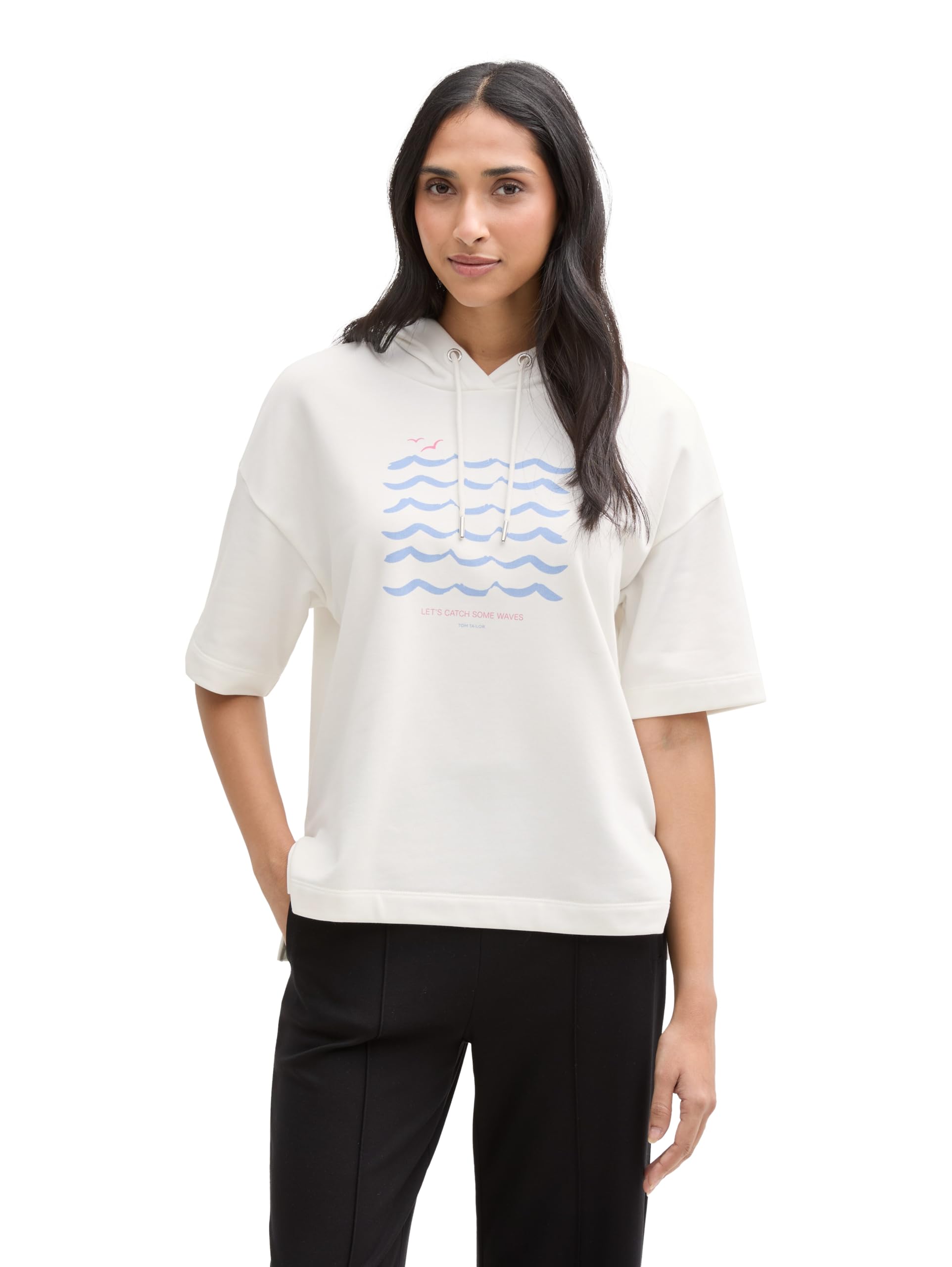 tom-tailor-damen-hoodie-sweatshirt-mit-halbarm image 3