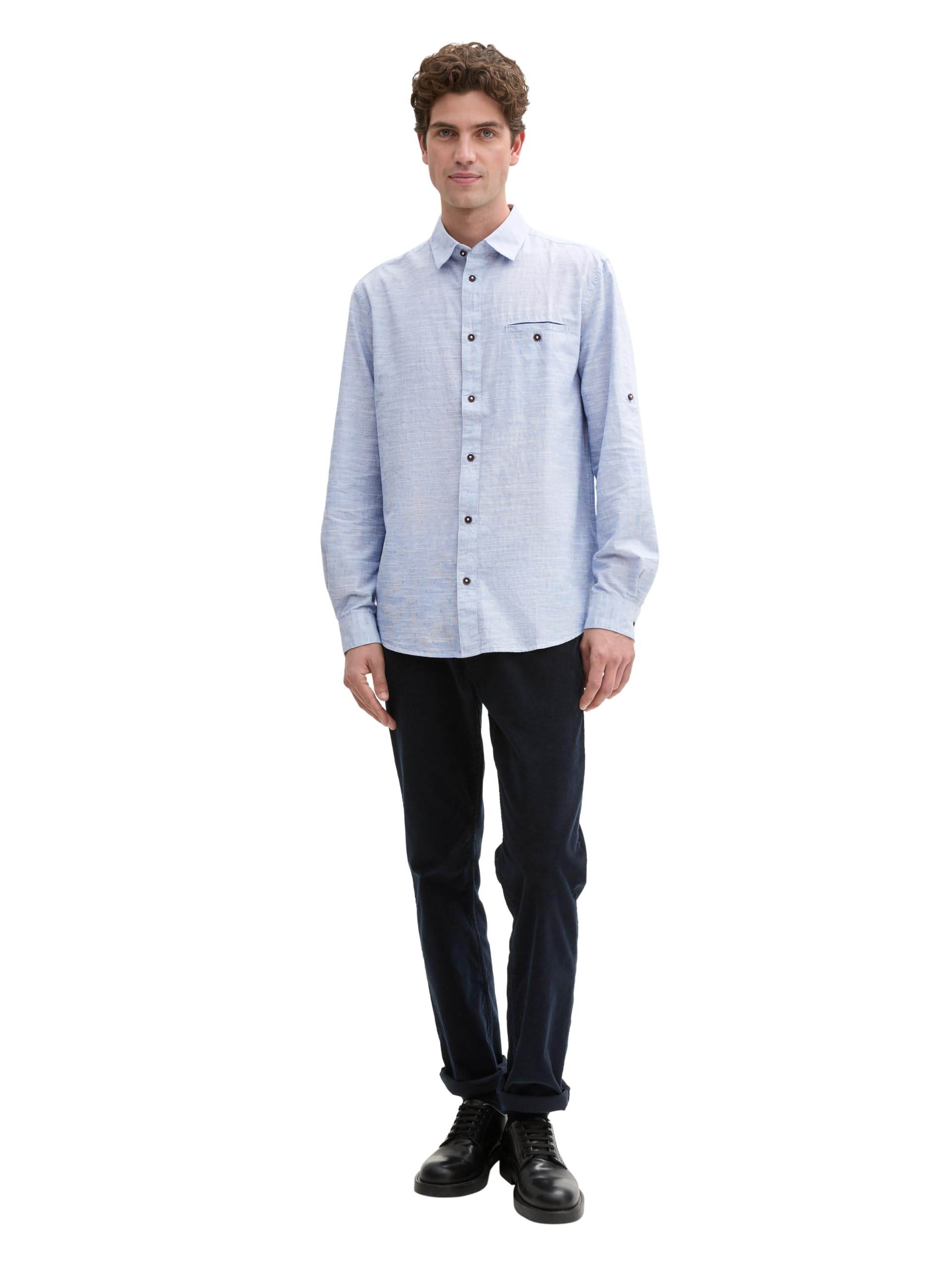 tom-tailor-herren-langarm-hemd-structured-slubyarn-regular-fit image 2