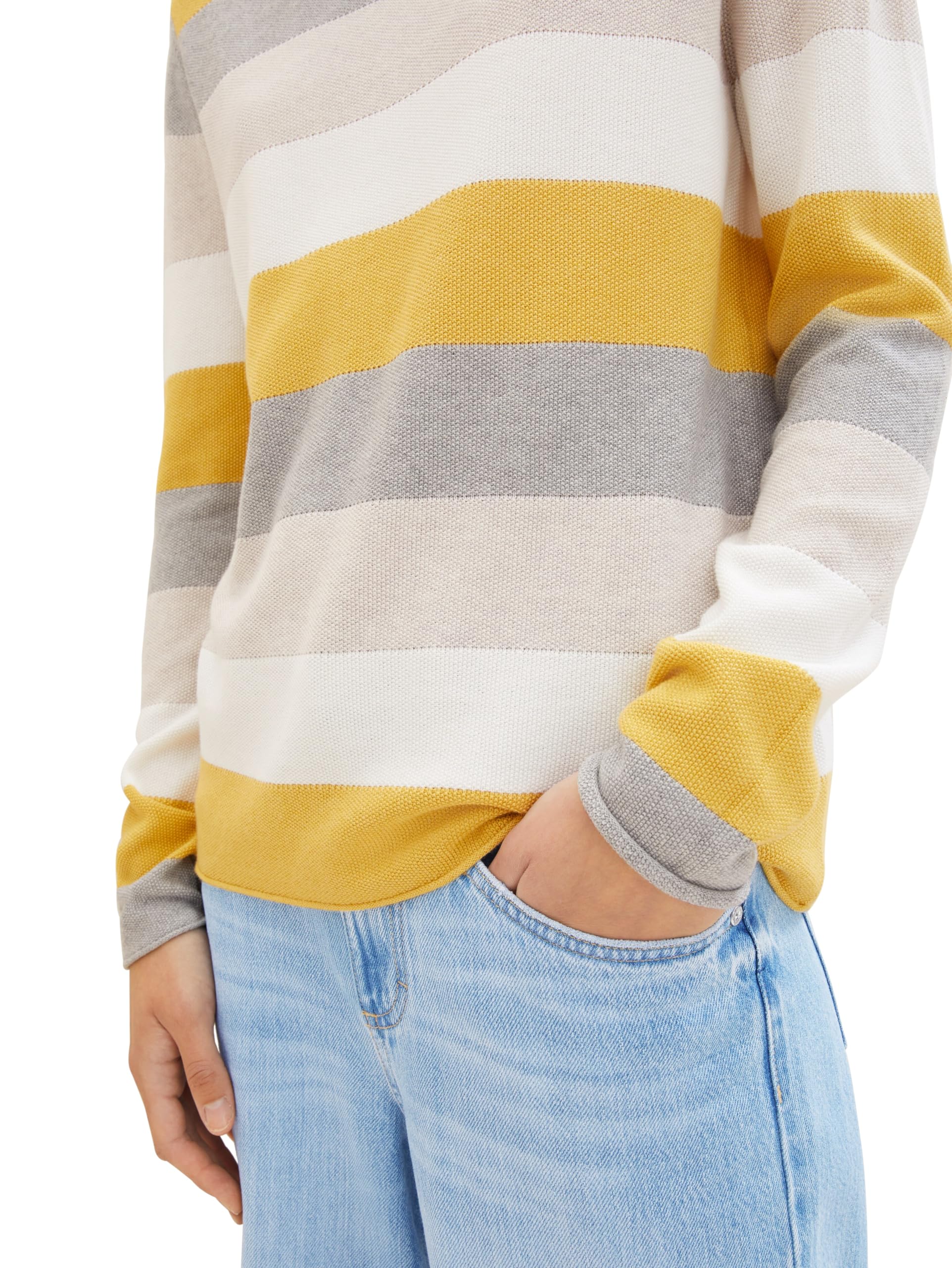 tom-tailor-damen-basic-pullover-rundhals-camel-ottoman-stripe-m image 6