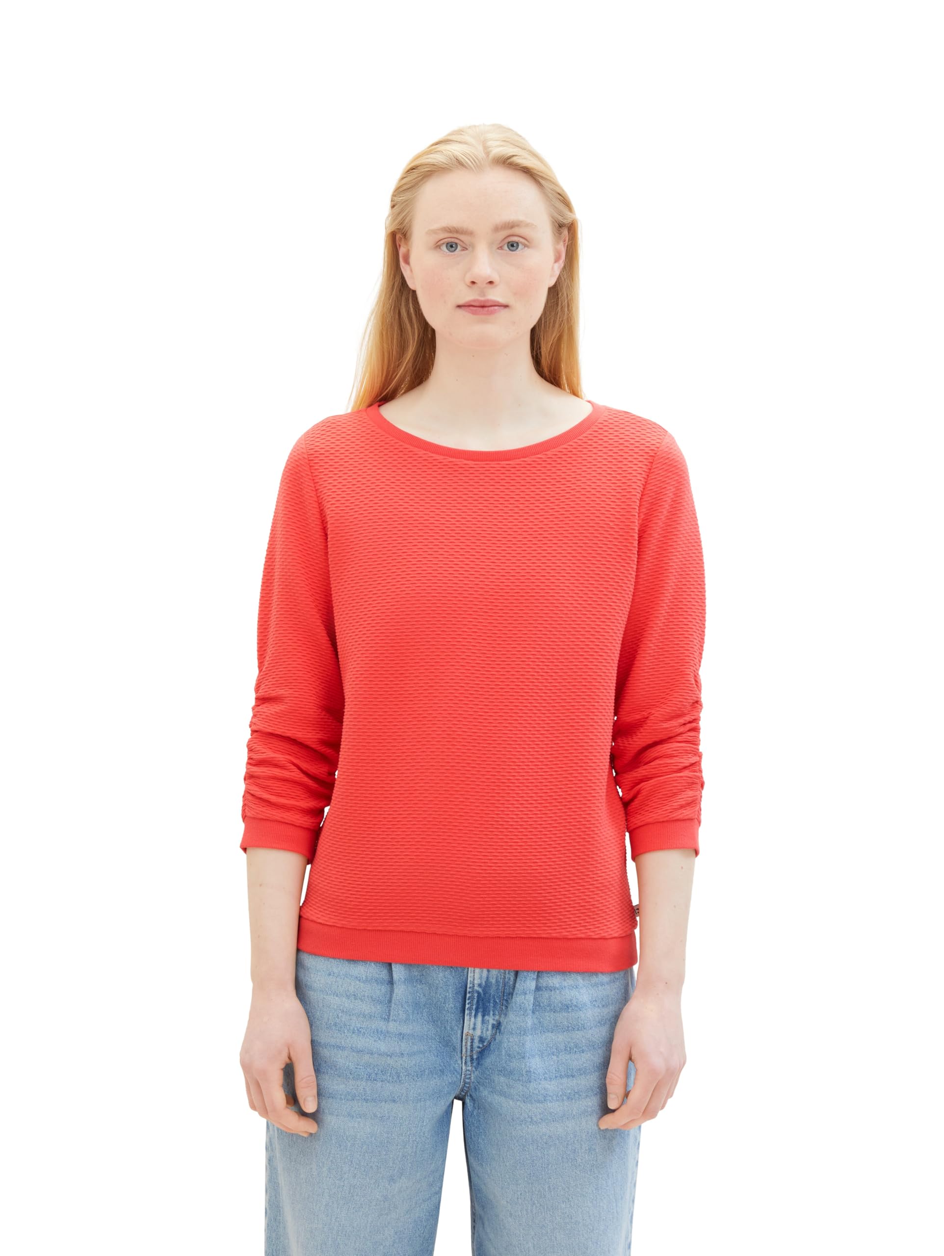 tom-tailor-denim-damen-sweatshirt-mit-raffarm-und-struktur image 7