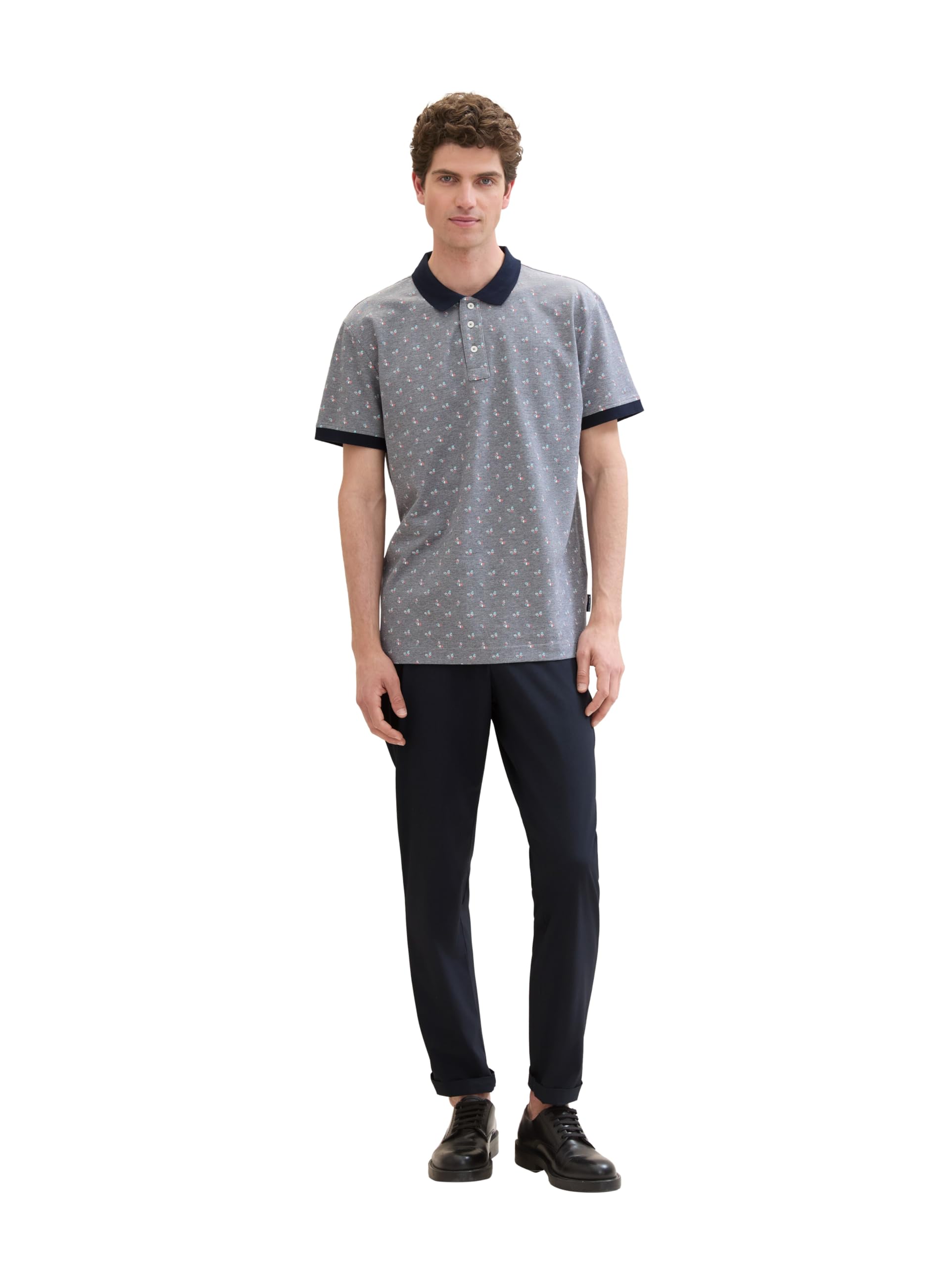 tom-tailor-herren-basic-piqu-poloshirt-mit-alloverprint-bedrucktes-poloshirt image 4