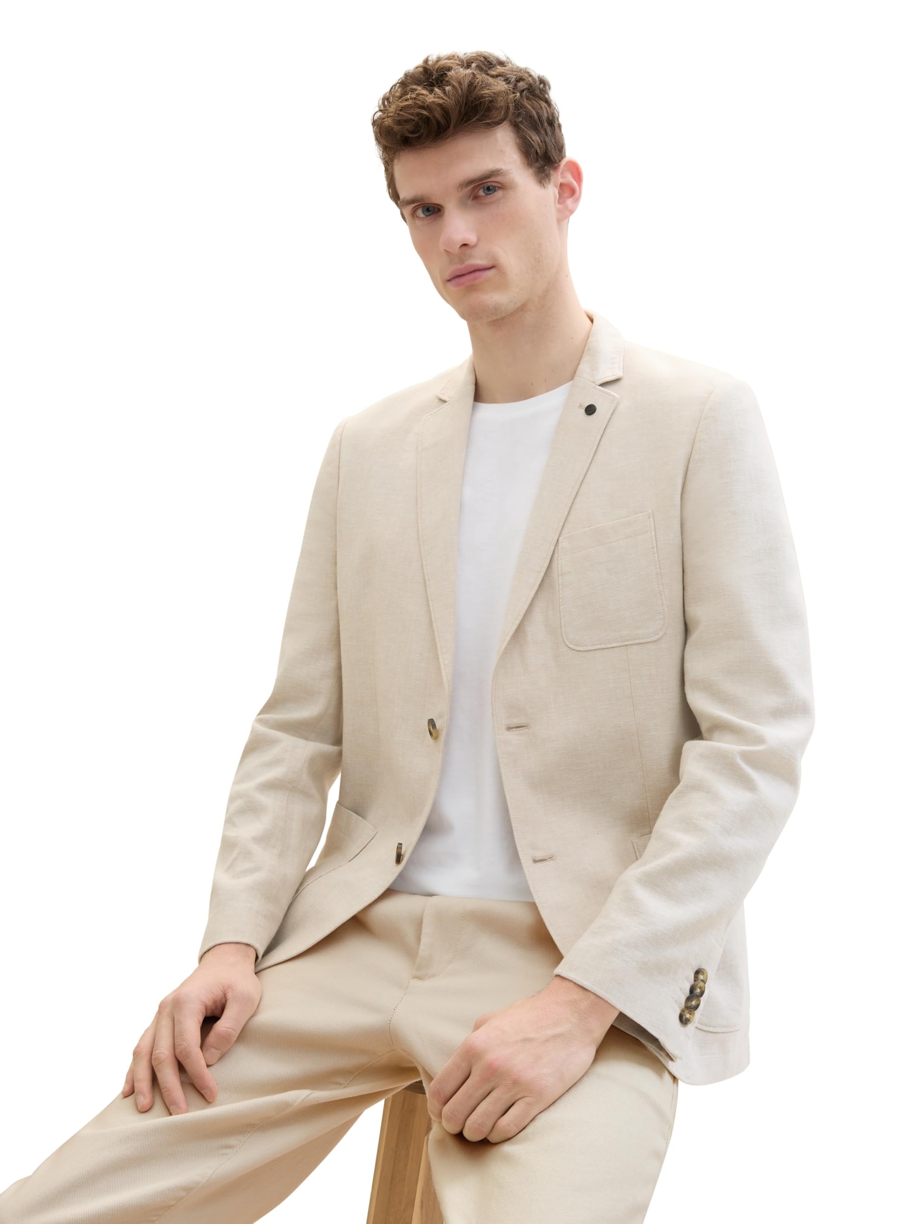 tom-tailor-herren-sakko-aus-leinen-35175-camel-beige-herringbone-gr-e-50 image 3