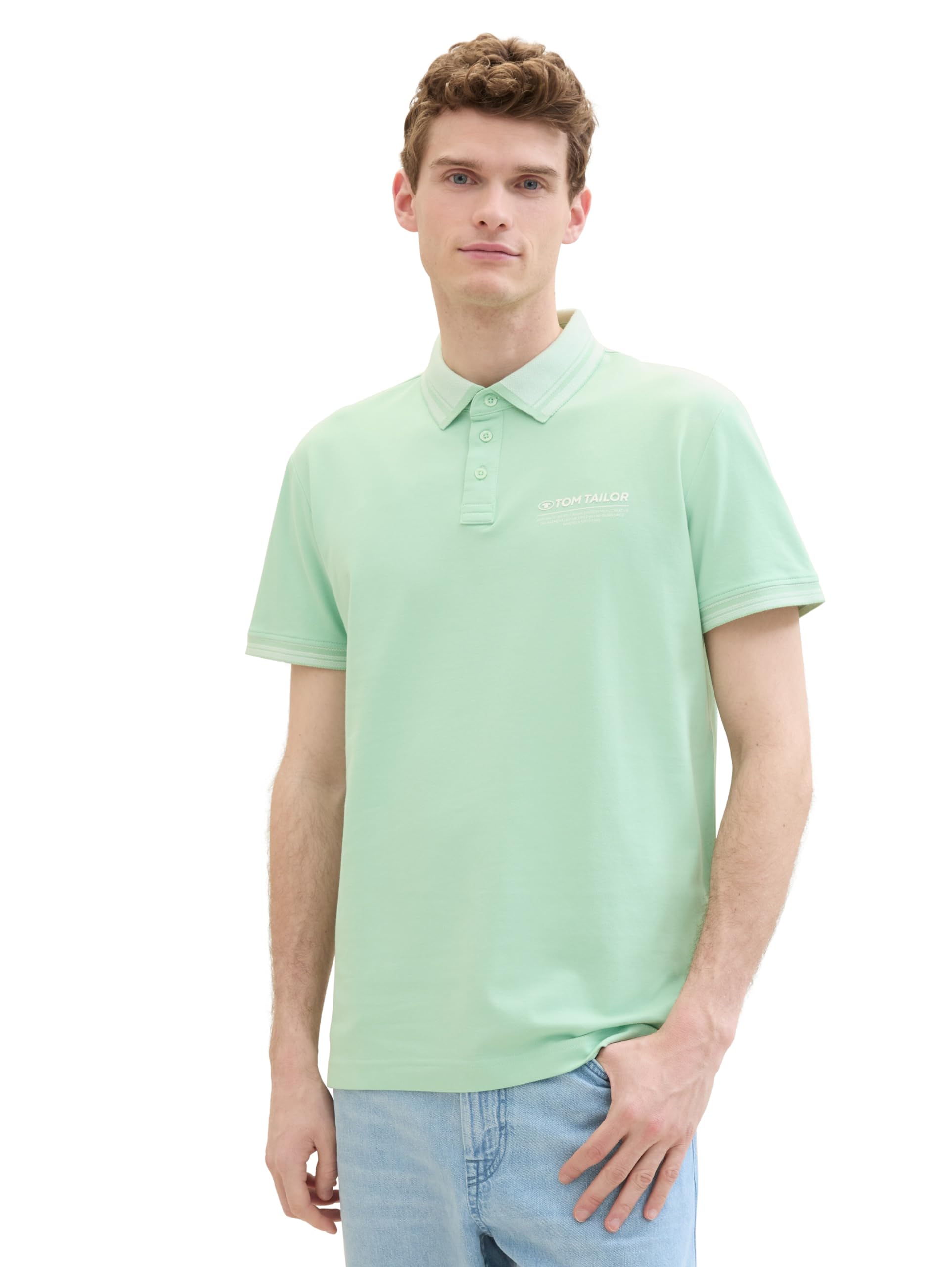 tom-tailor-herren-basic-piqu-poloshirt-mit-logo-print image 2