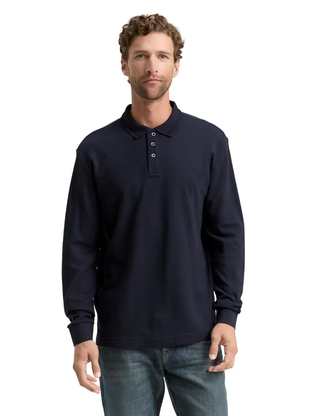 tom-tailor-herren-langarm-poloshirt-1048600-mit-waffelstruktur image 1