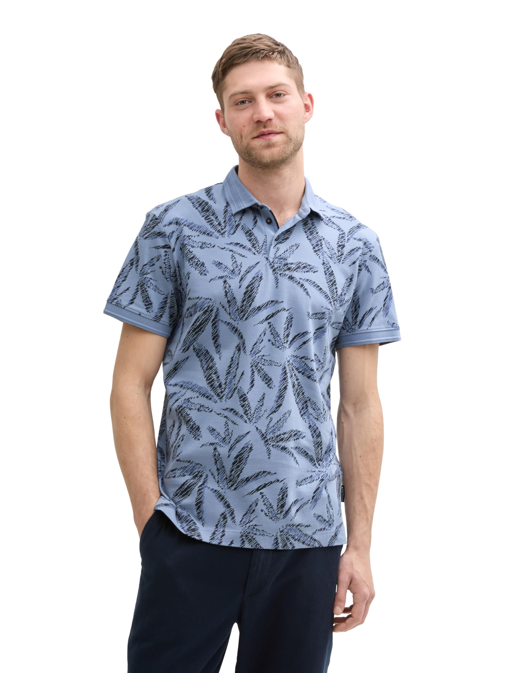 tom-tailor-herren-piqu-poloshirt-mit-palmen-print image 8