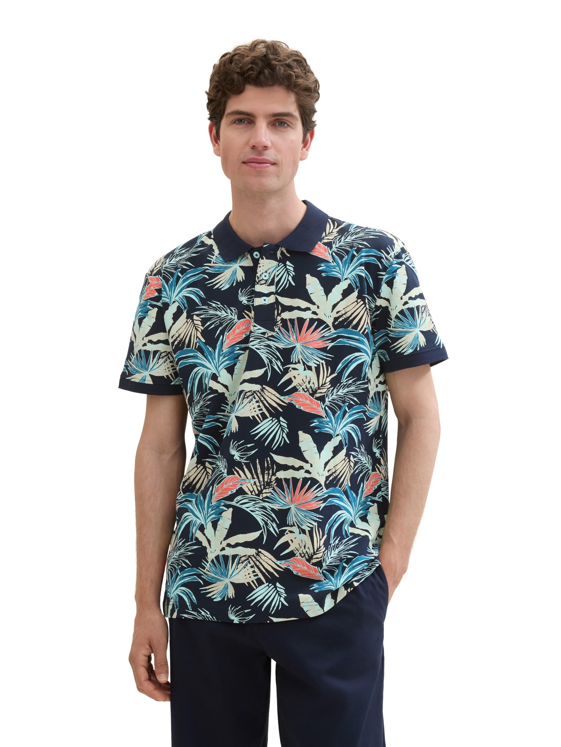 tom-tailor-herren-basic-piqu-poloshirt-mit-alloverprint-bedrucktes-poloshirt image 7
