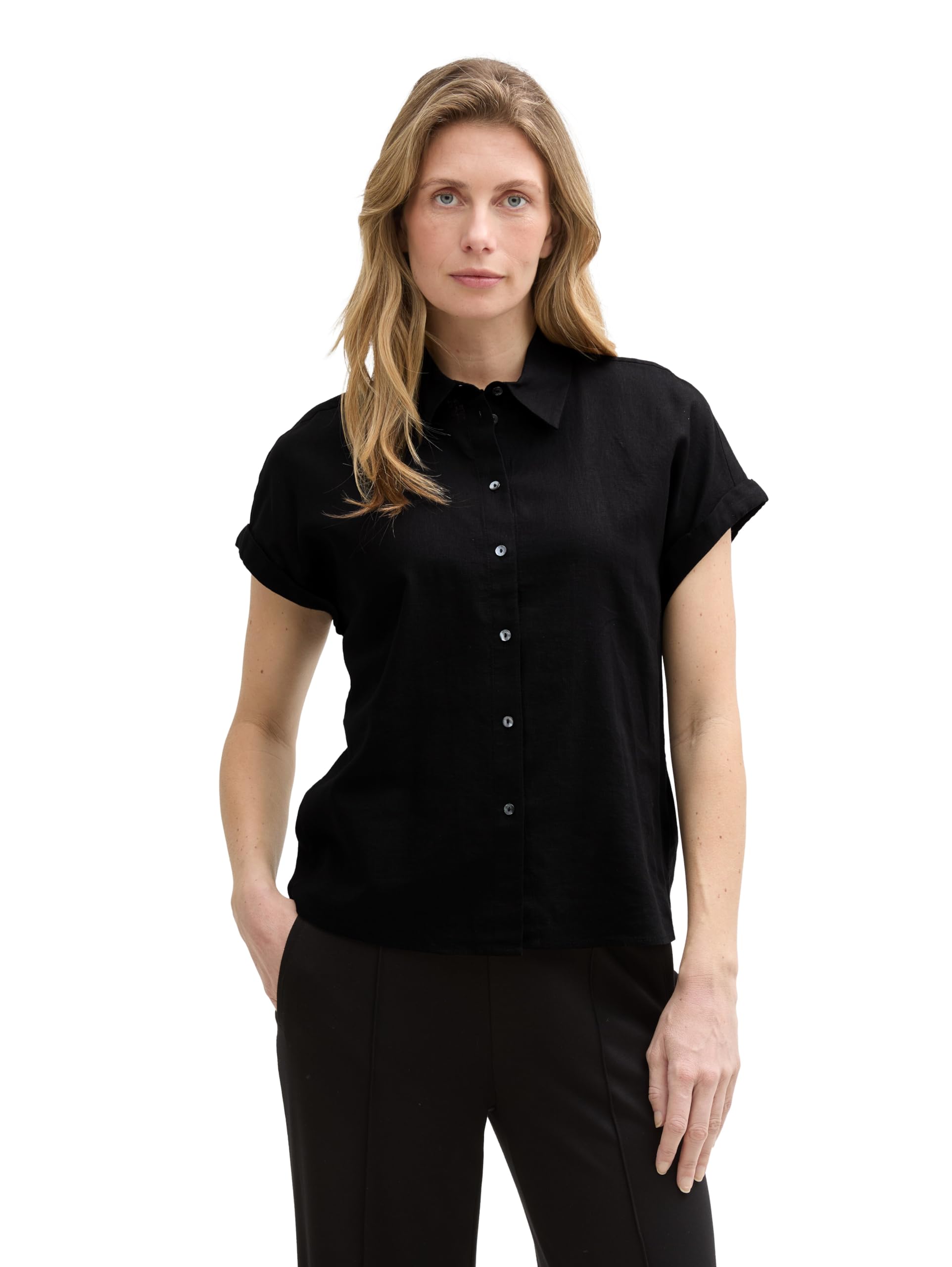 tom-tailor-damen-loose-fit-bluse-mit-leinenanteil image 1