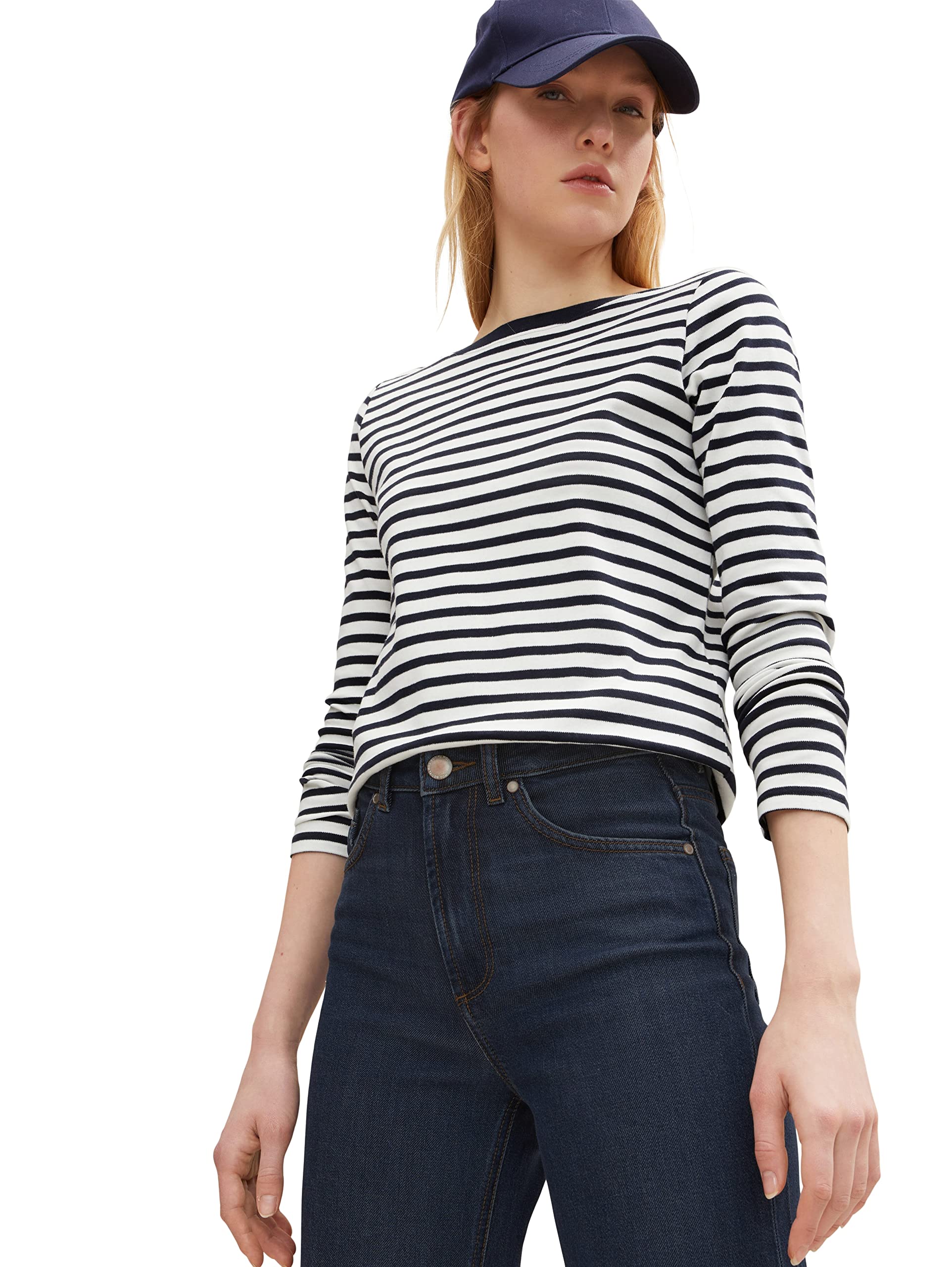 tom-tailor-denim-damen-longsleeve-mit-streifen-aus-bio-baumwolle image 4