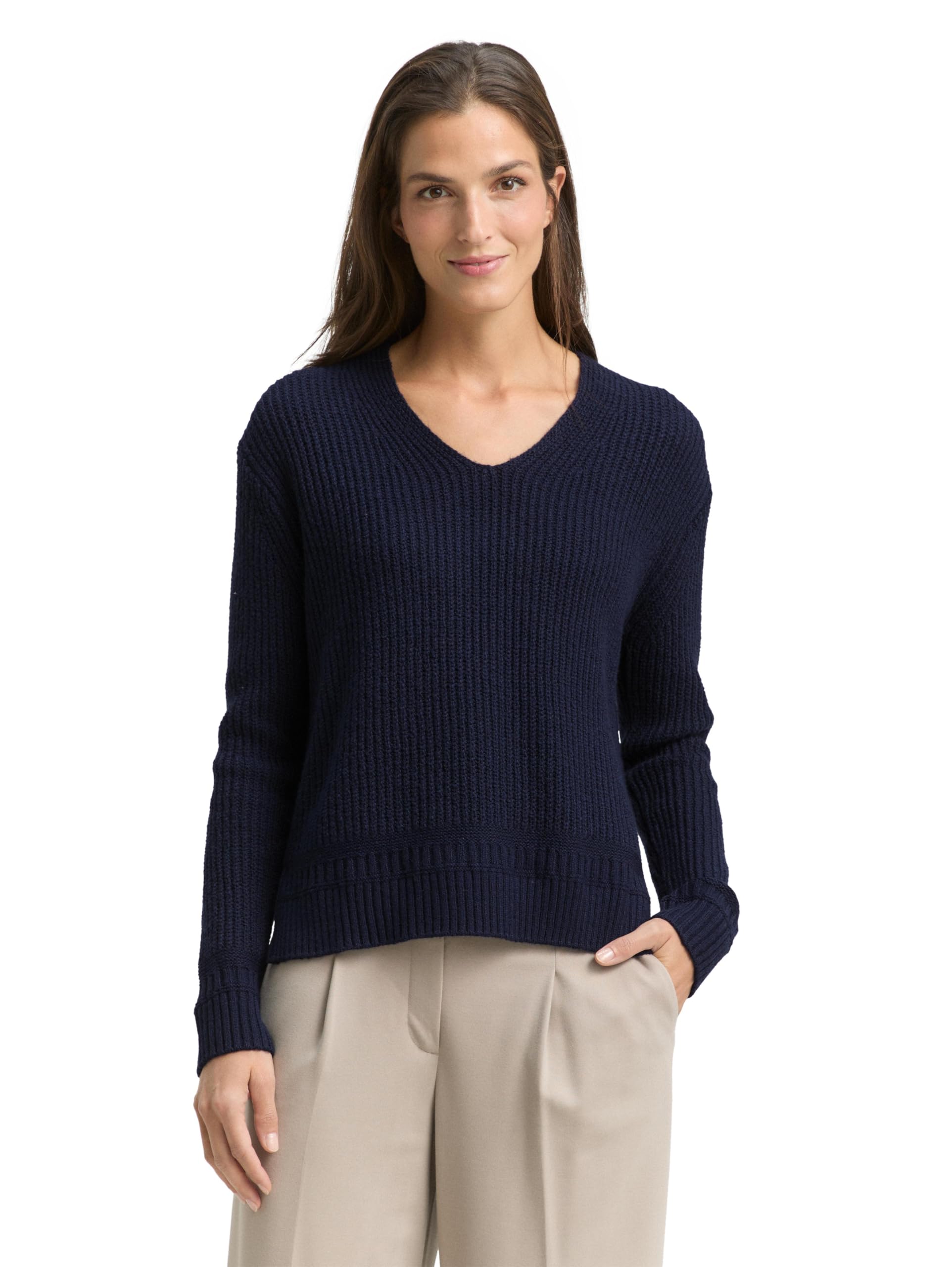 tom-tailor-damen-1047674-ripp-strickpullover-mit-v-ausschnitt image 6