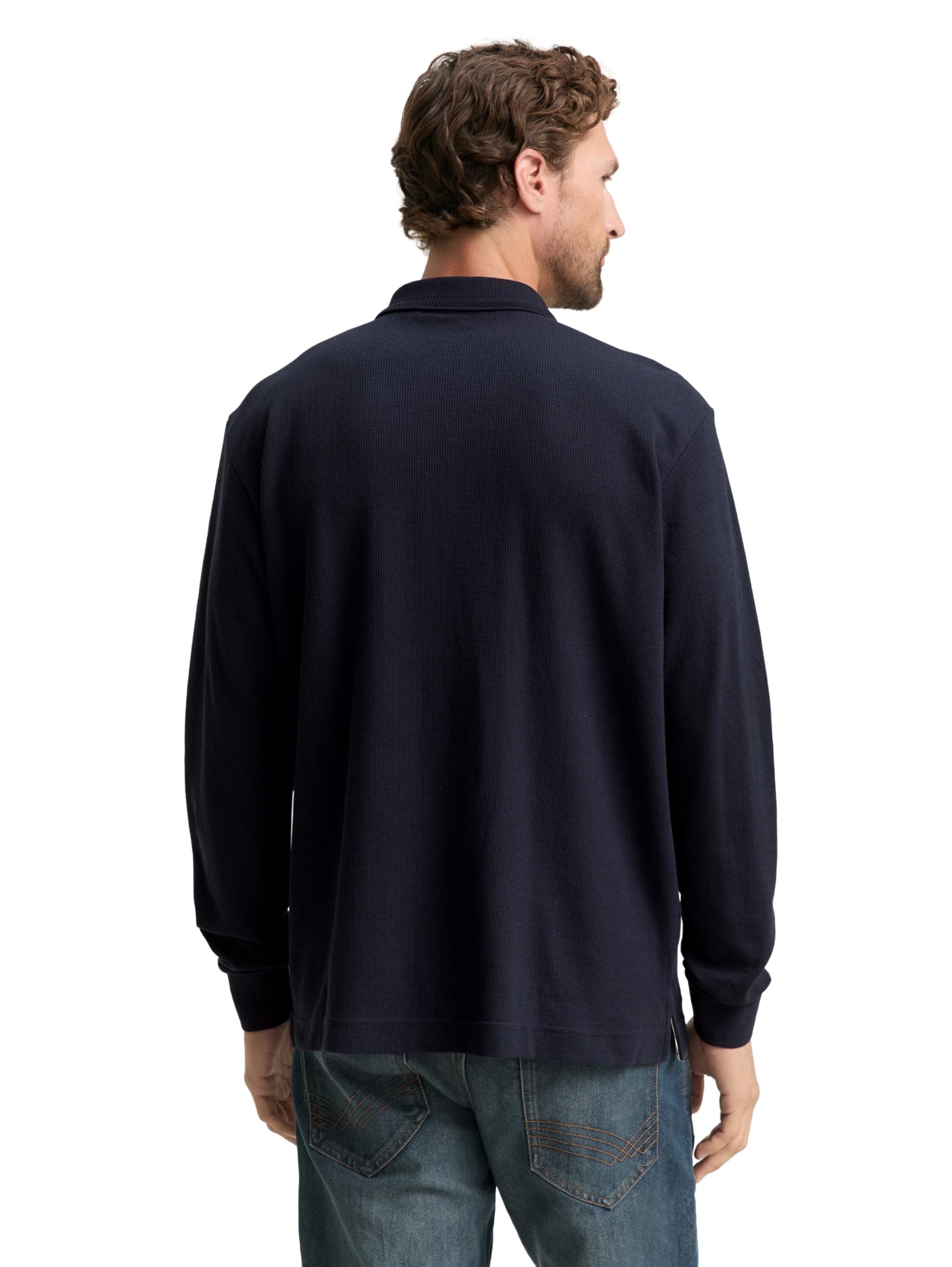 tom-tailor-herren-langarm-poloshirt-1048600-mit-waffelstruktur image 3