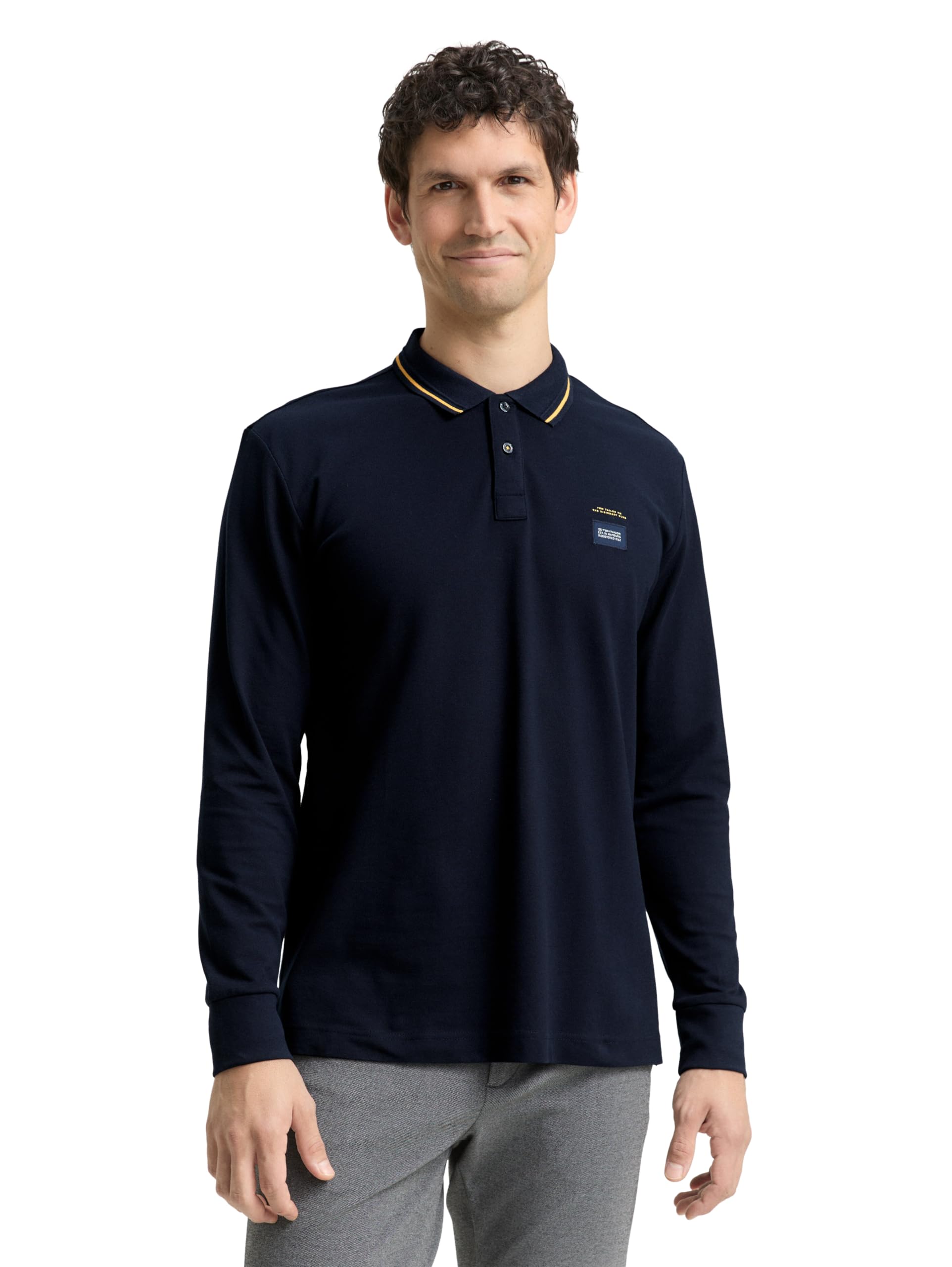 tom-tailor-langarm-piqu-poloshirt-mit-logo-print-f-r-herren image 6