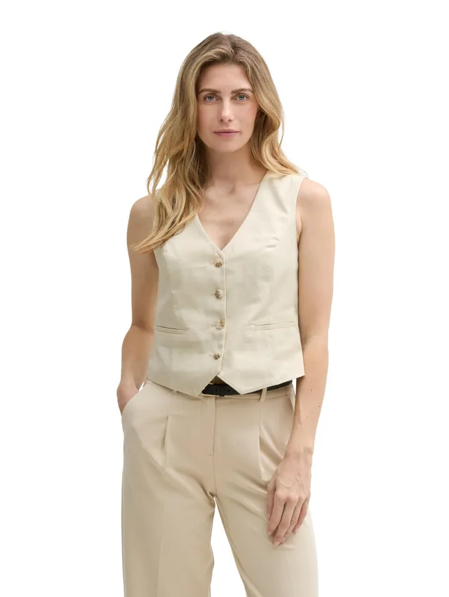 tom-tailor-damen-slim-fit-anzugweste-aus-twill-tailliert-vielseitig-kombinierbar image 1