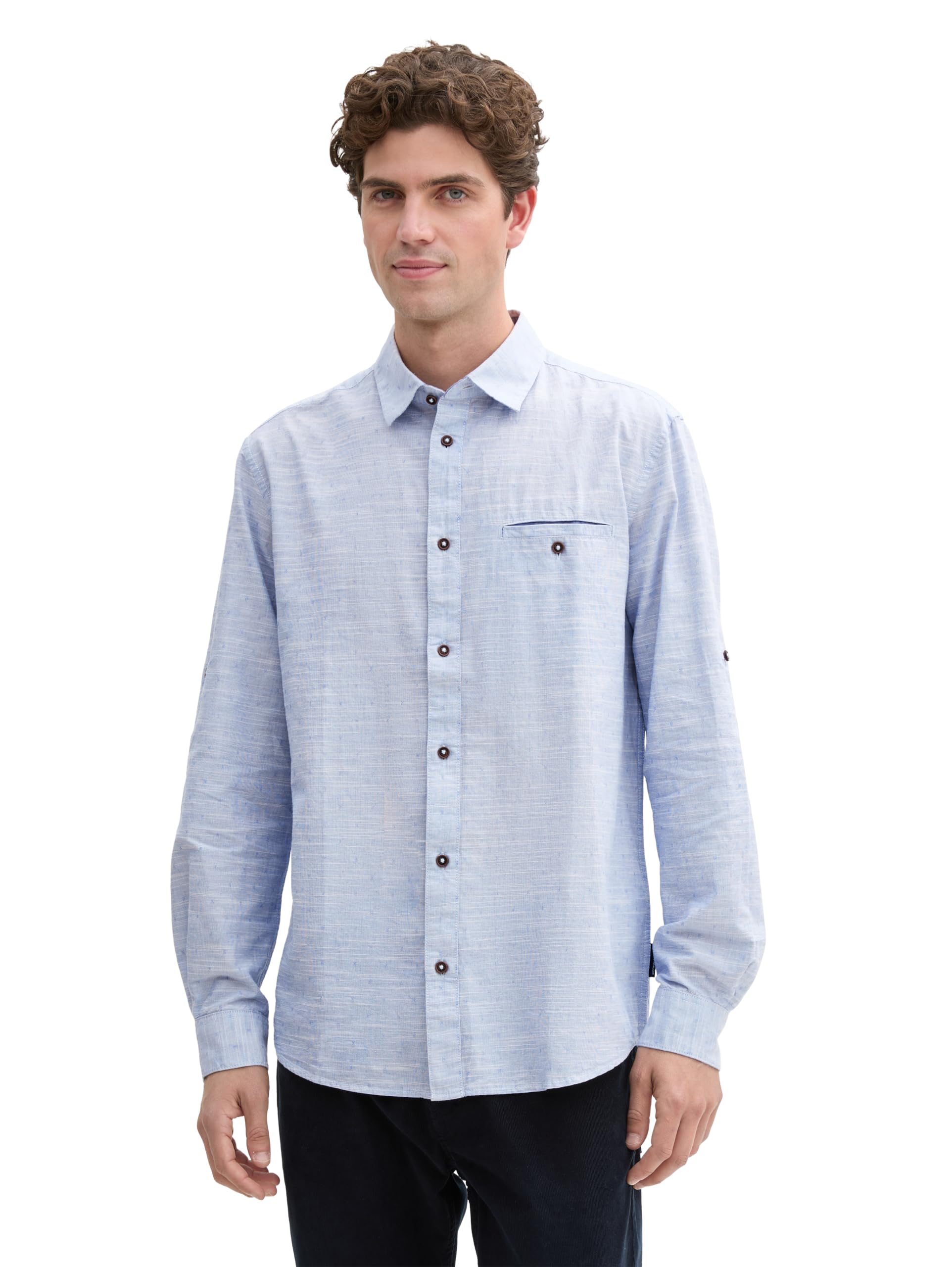 tom-tailor-herren-langarm-hemd-structured-slubyarn-regular-fit image 1