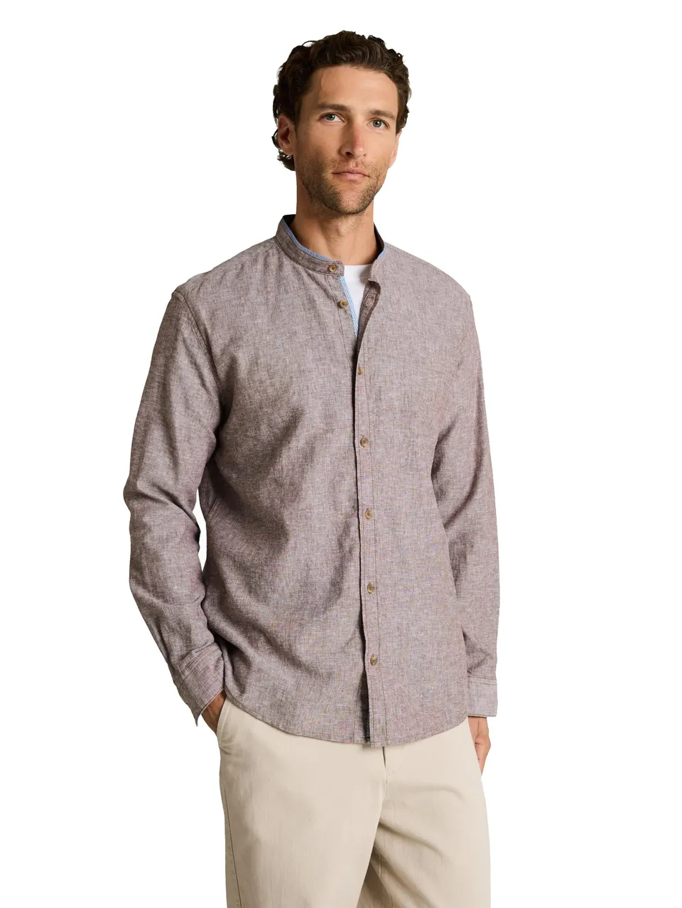 tom-tailor-herren-baumwollhemd-mit-leinen-fitted-fit-leinen-baumwoll-mix image 1