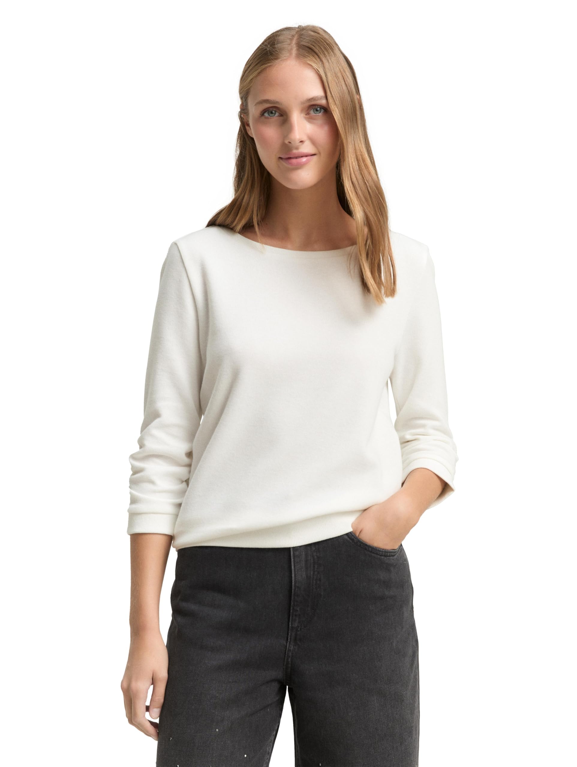 tom-tailor-denim-damen-1049053-fitted-sweatshirt-mit-raffungen-2 image 1