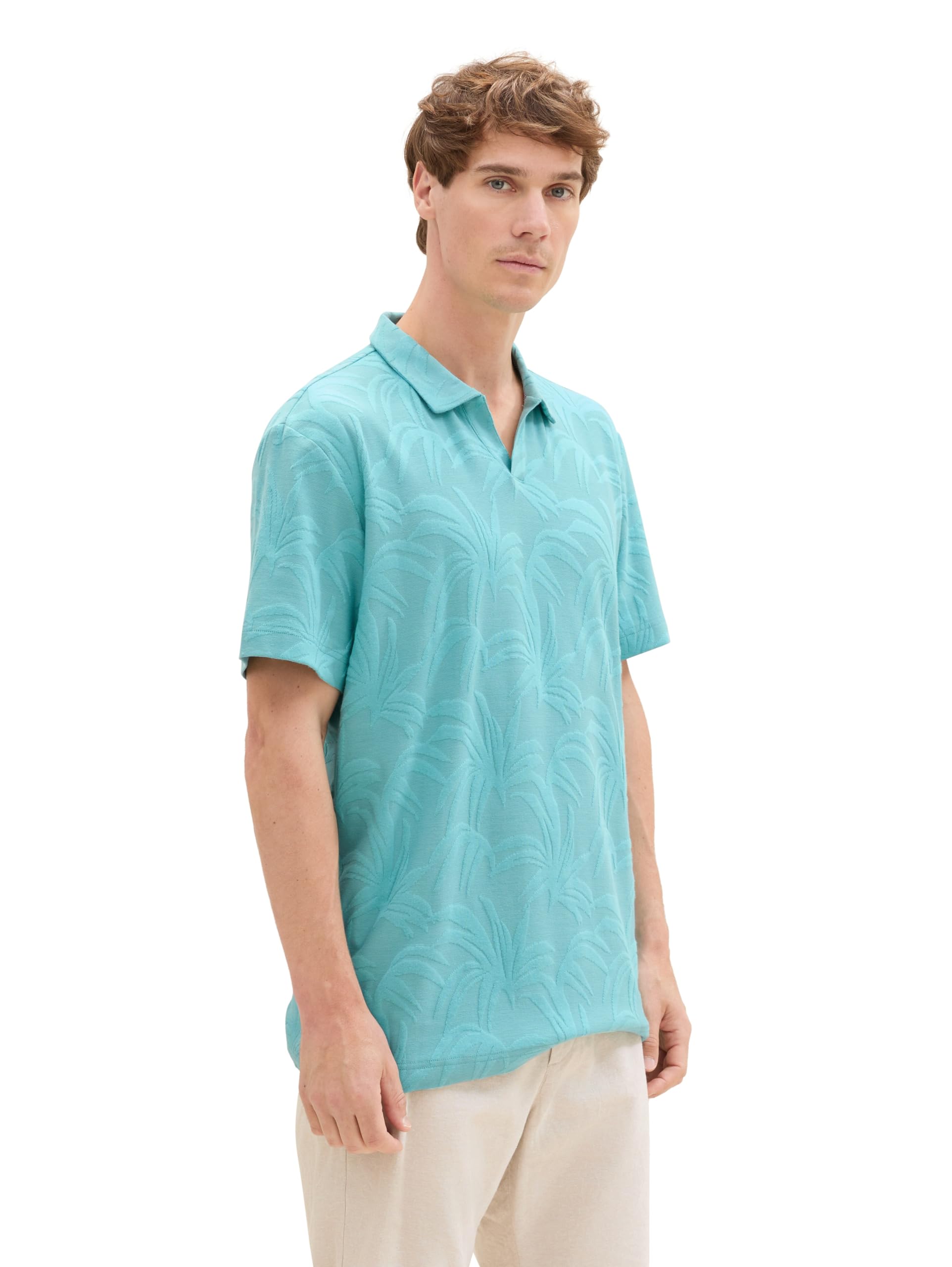 tom-tailor-herren-basic-jacquard-poloshirt-mit-palmenmuster image 2