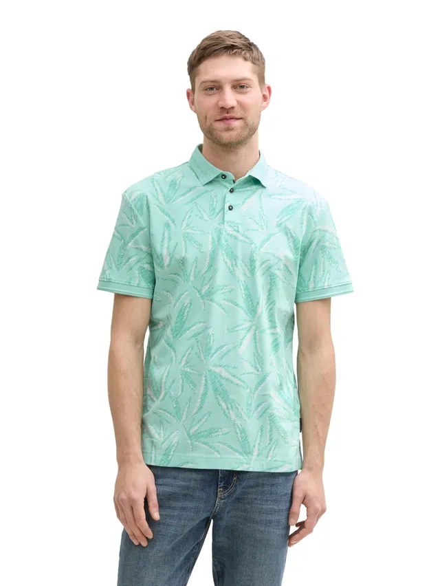 tom-tailor-herren-piqu-poloshirt-mit-palmen-print image 1