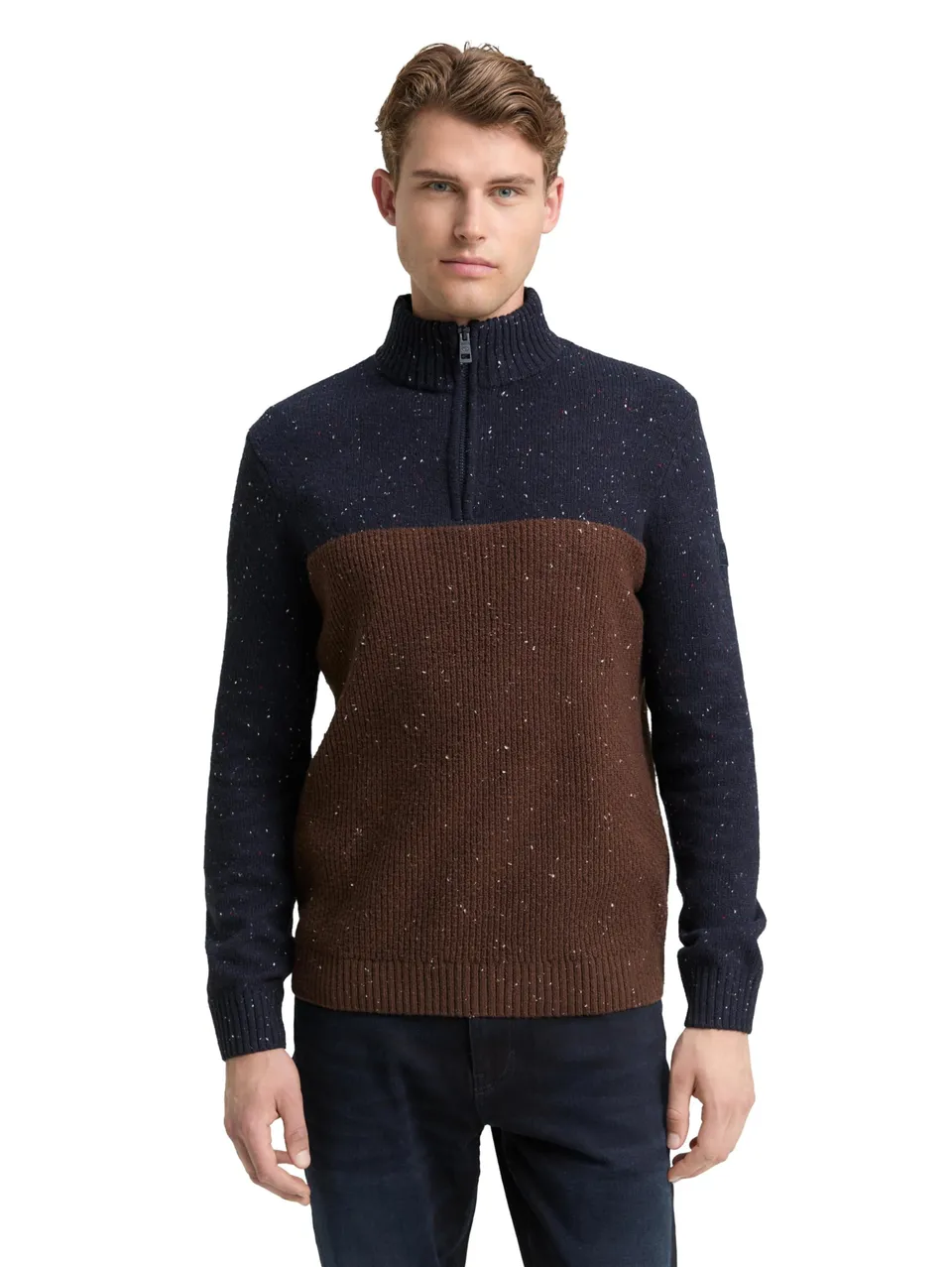 tom-tailor-herren-troyer-strickpullover-mit-strukturmix image 1