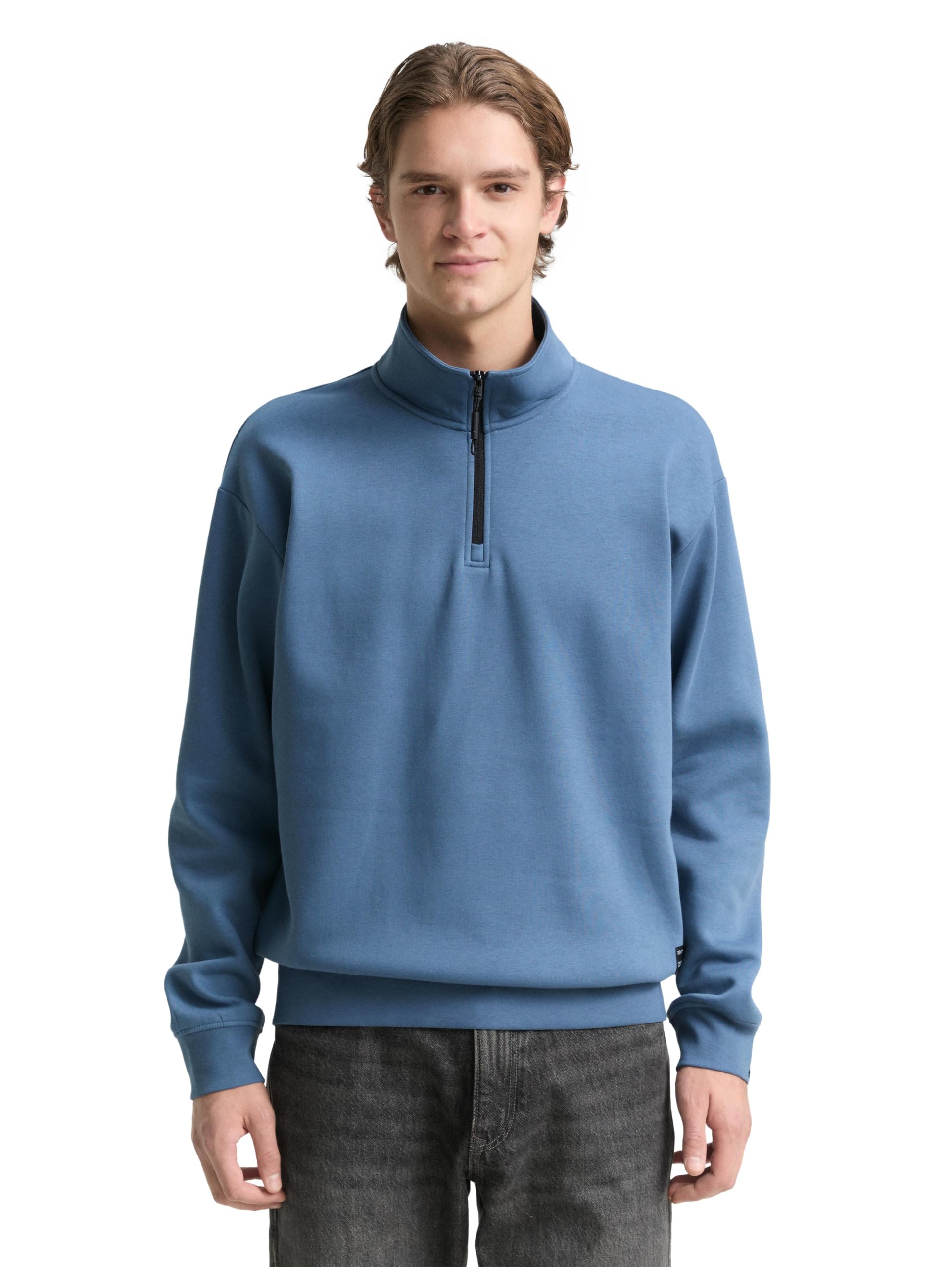 tom-tailor-denim-herren-1049013-troyer-sweatshirt-mit-logo-badge image 7