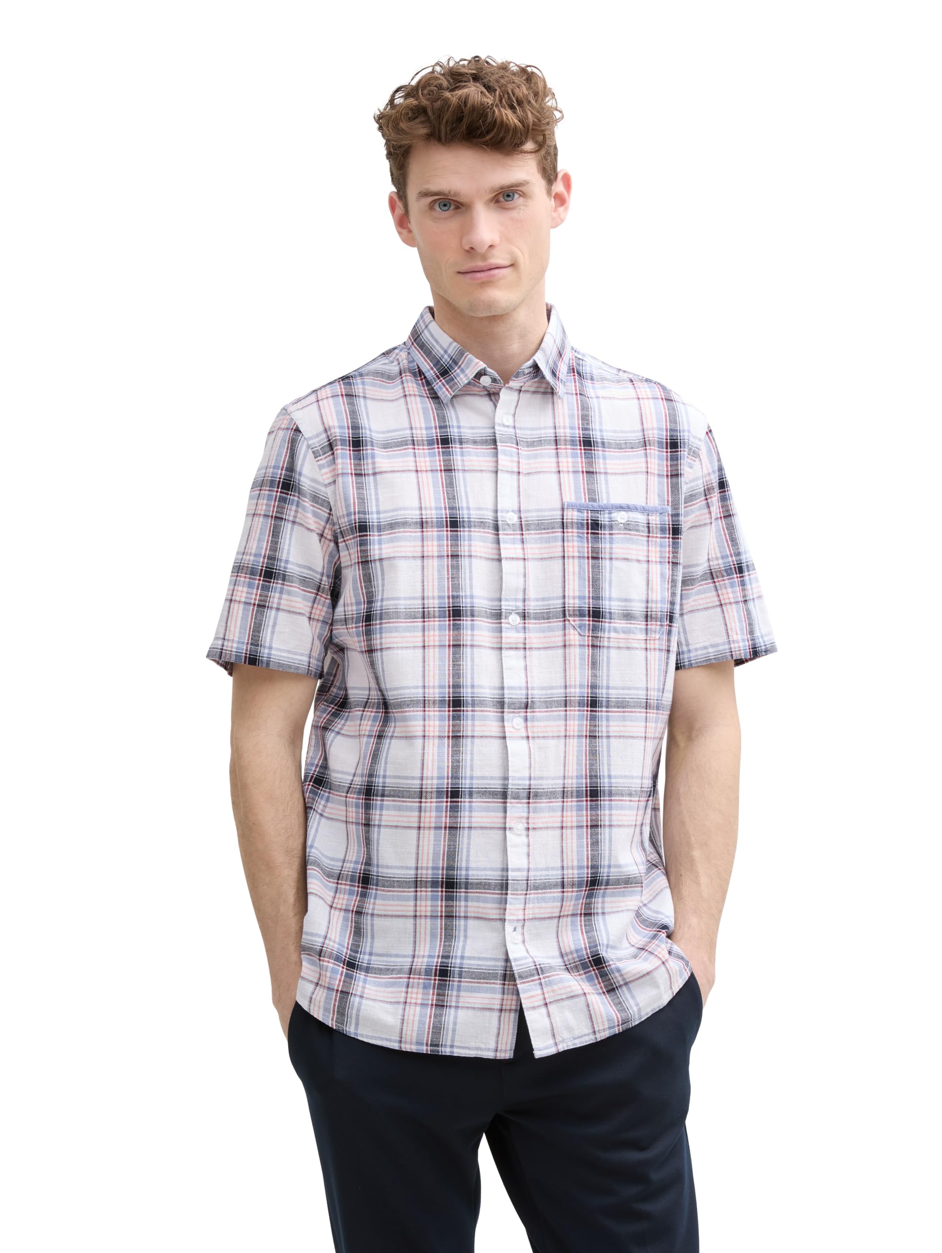 tom-tailor-herren-regular-fit-kurzarmhemd-mit-karomuster image 7