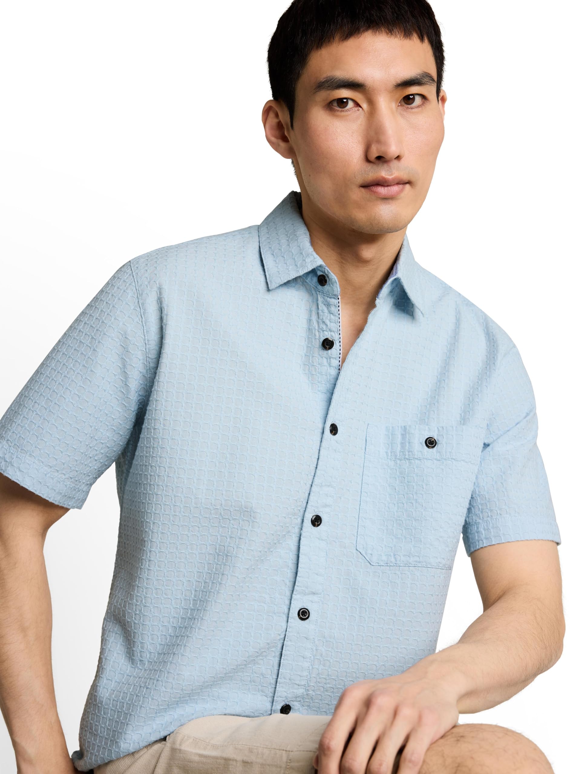 tom-tailor-herren-1050941-regular-fit-jacquard-kurzarmhemd-aus-baumwolle image 5