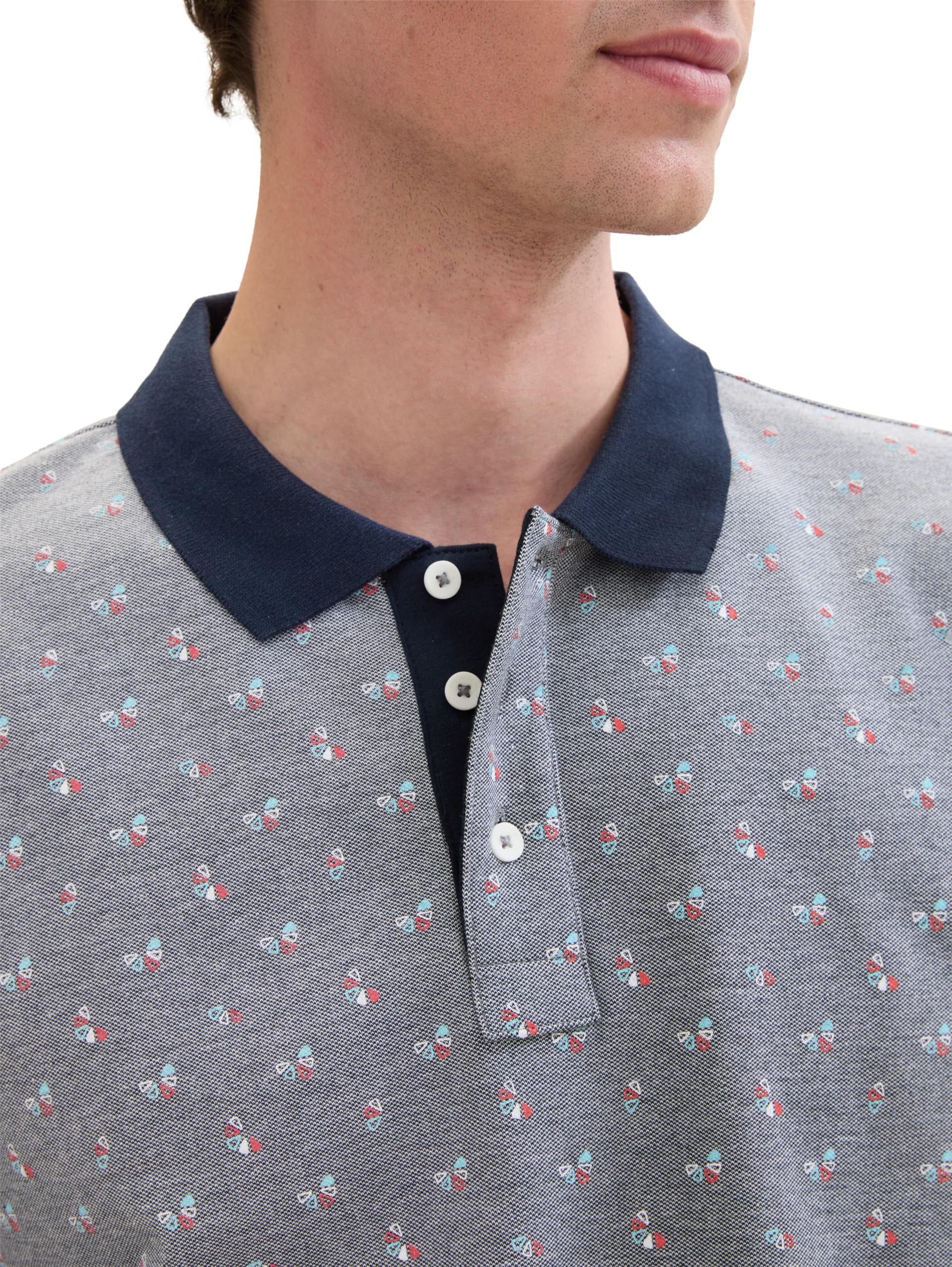 tom-tailor-herren-basic-piqu-poloshirt-mit-alloverprint-bedrucktes-poloshirt image 6