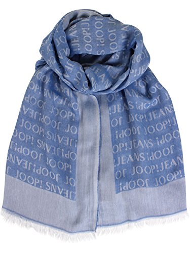 joop-herren-schal-dash-aus-baumwoll-mix-200-x-80-cm-himmelblau-reinwei-mit-logo- image 2