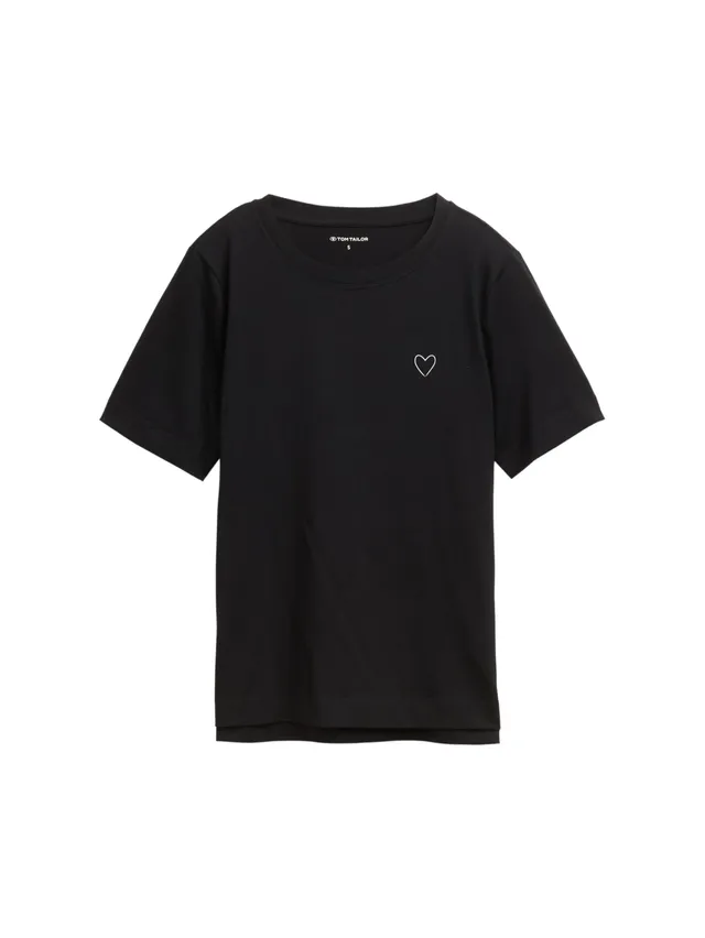 tom-tailor-damen-basic-t-shirt-mit-herz-print image 1
