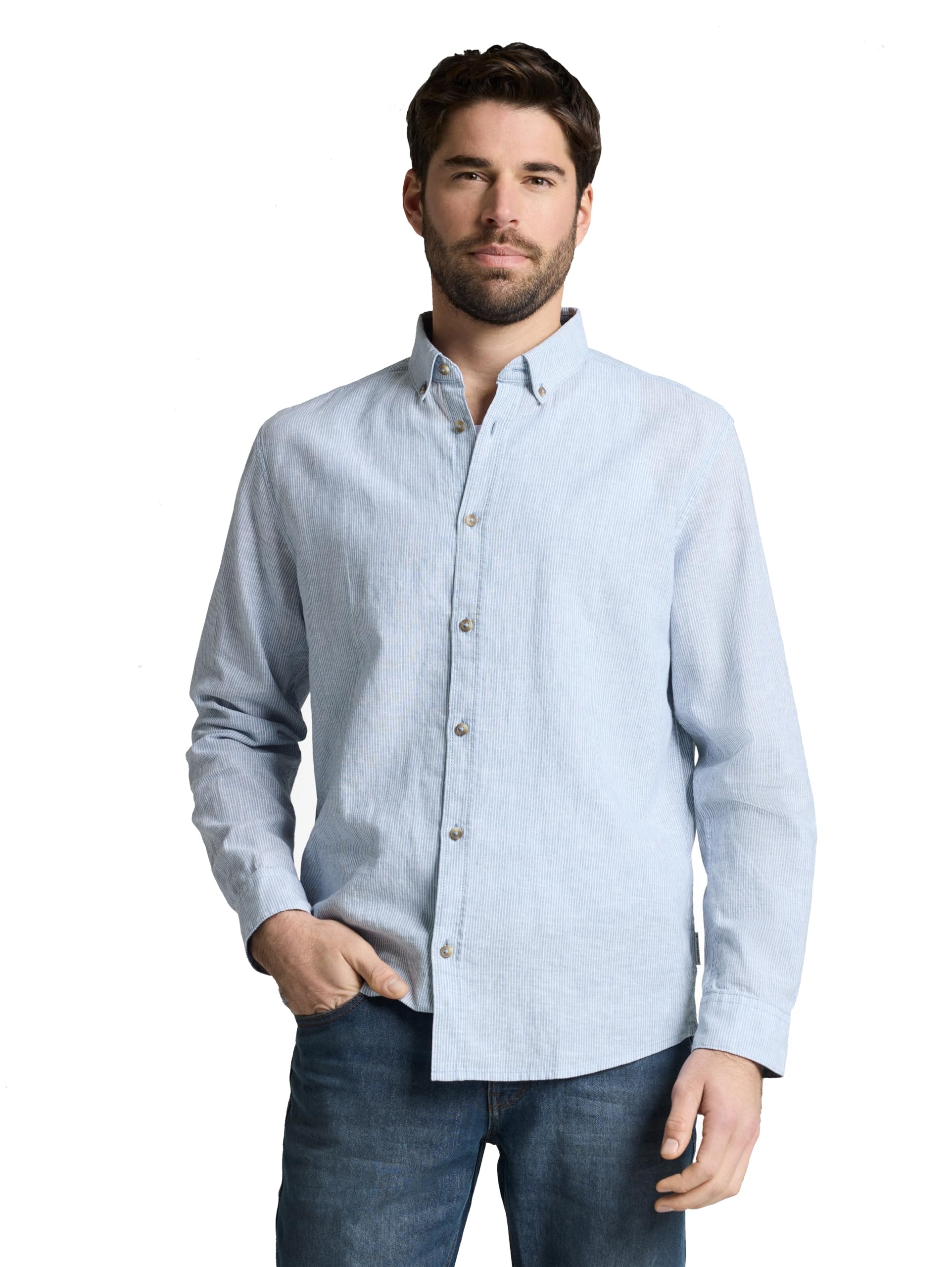 tom-tailor-herren-regular-fit-hemd-mit-leinen image 1