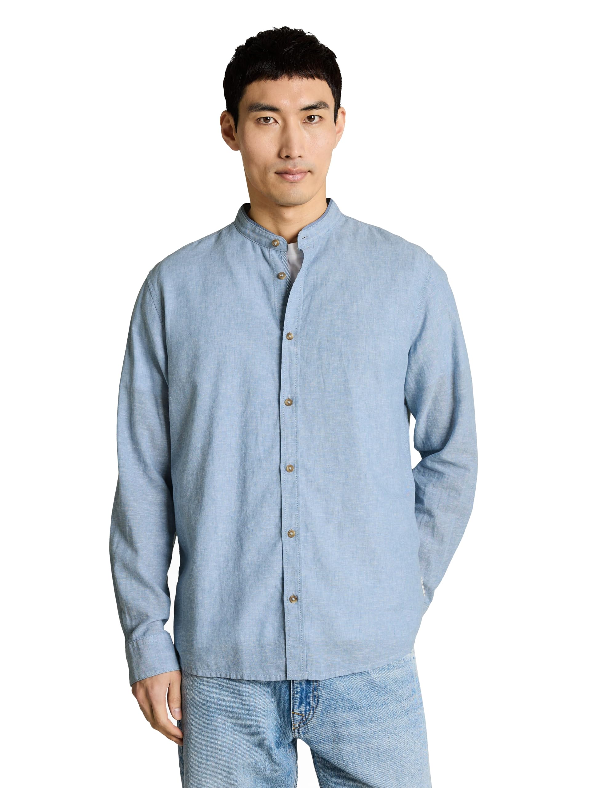 tom-tailor-herren-baumwollhemd-mit-leinen-fitted-fit-leinen-baumwoll-mix image 8