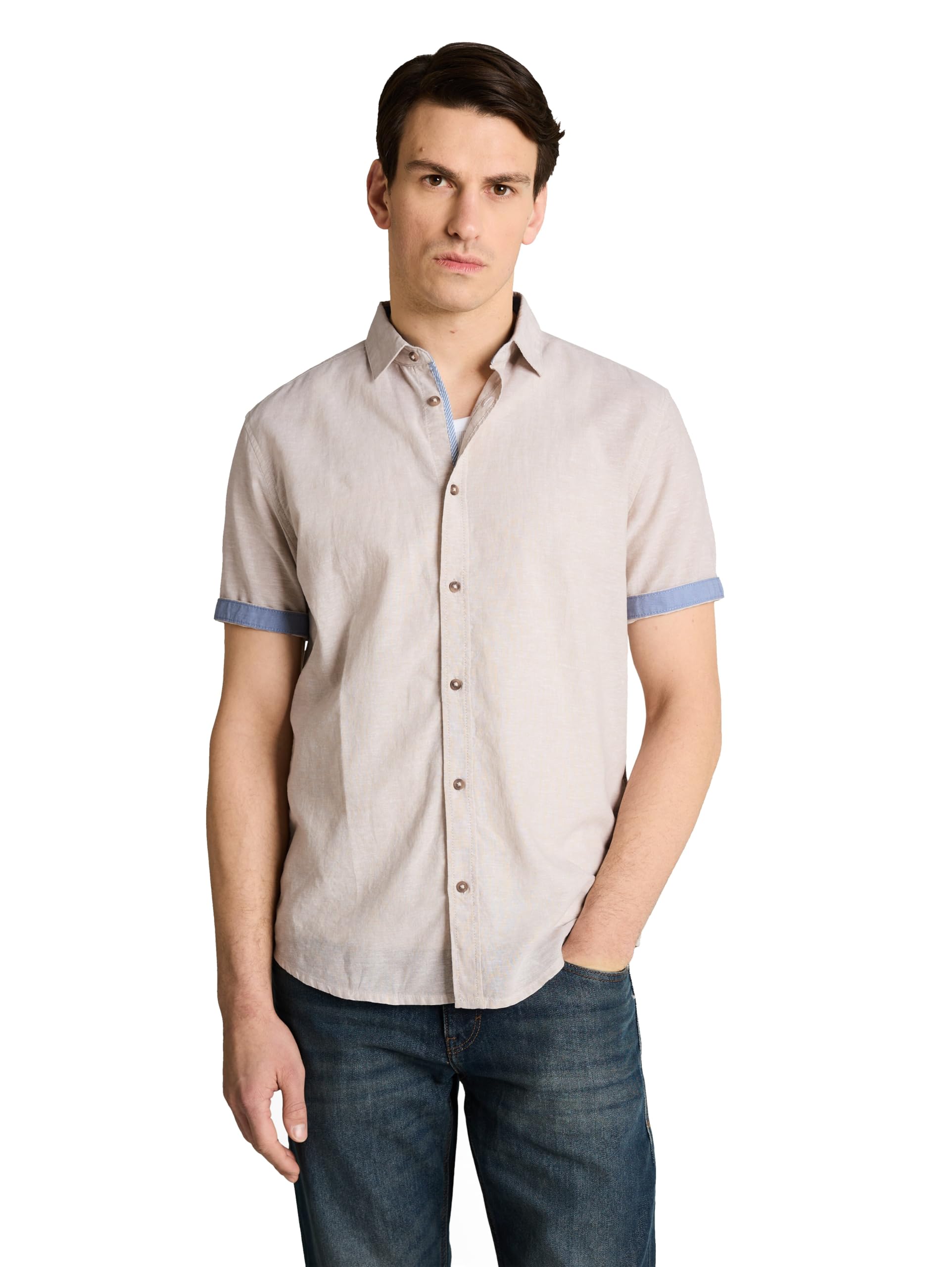tom-tailor-herren-baumwollhemd-mit-leinen image 1