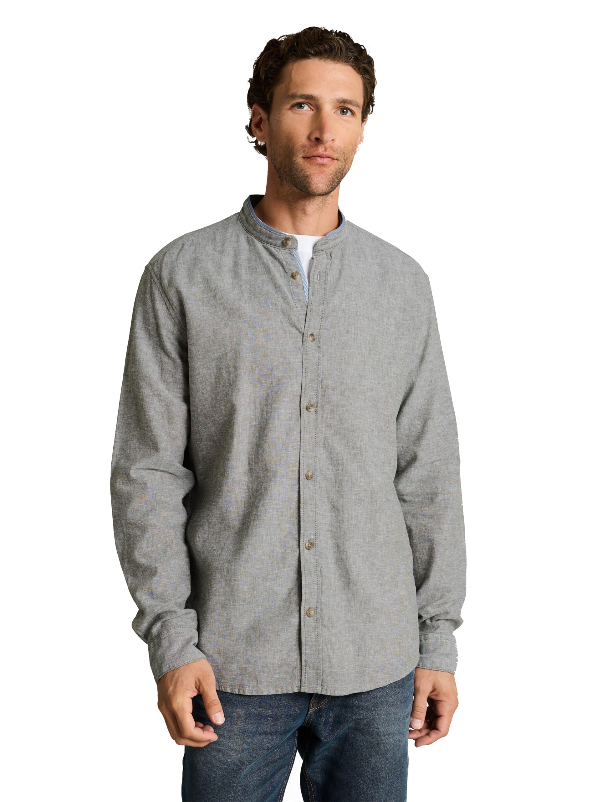 tom-tailor-herren-baumwollhemd-mit-leinen-fitted-fit-leinen-baumwoll-mix image 6