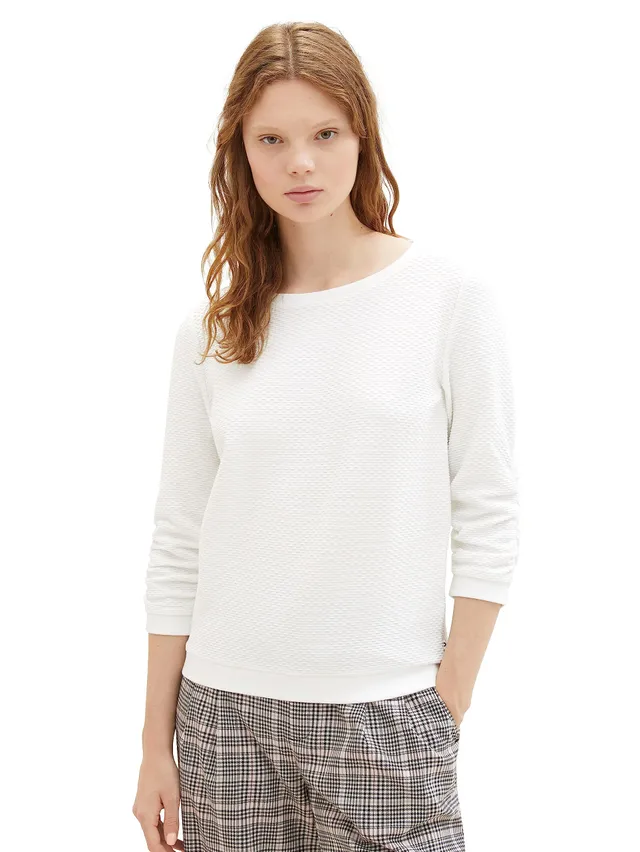 tom-tailor-denim-damen-sweatshirt-mit-raffarm-und-struktur image 1