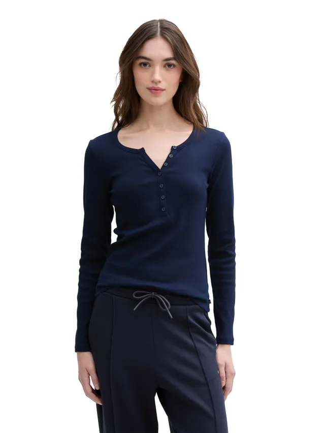 tom-tailor-denim-1045415-ripp-henley-langarmshirt-damen-1er-pack image 1
