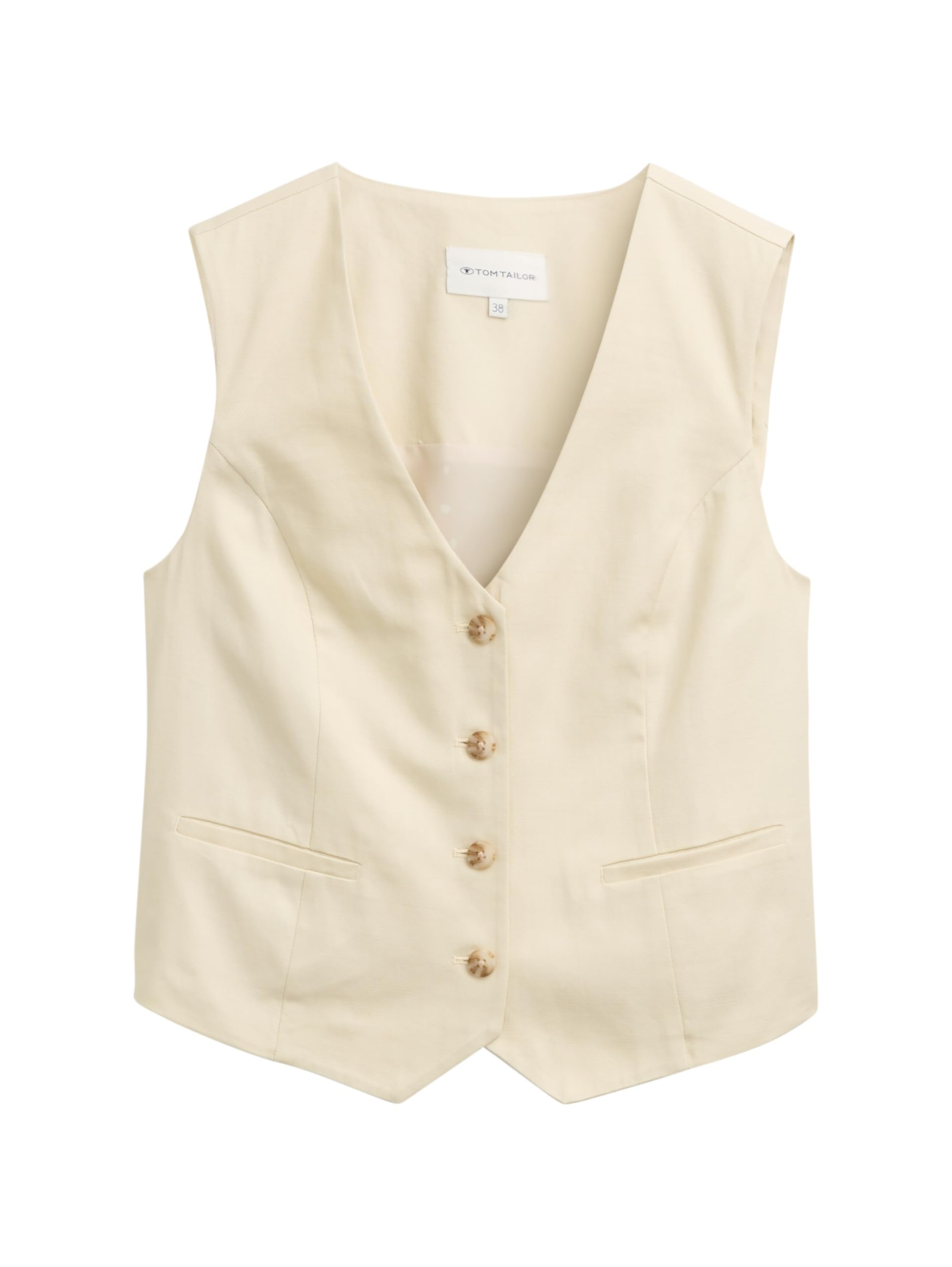 tom-tailor-damen-slim-fit-anzugweste-aus-twill-tailliert-vielseitig-kombinierbar image 3
