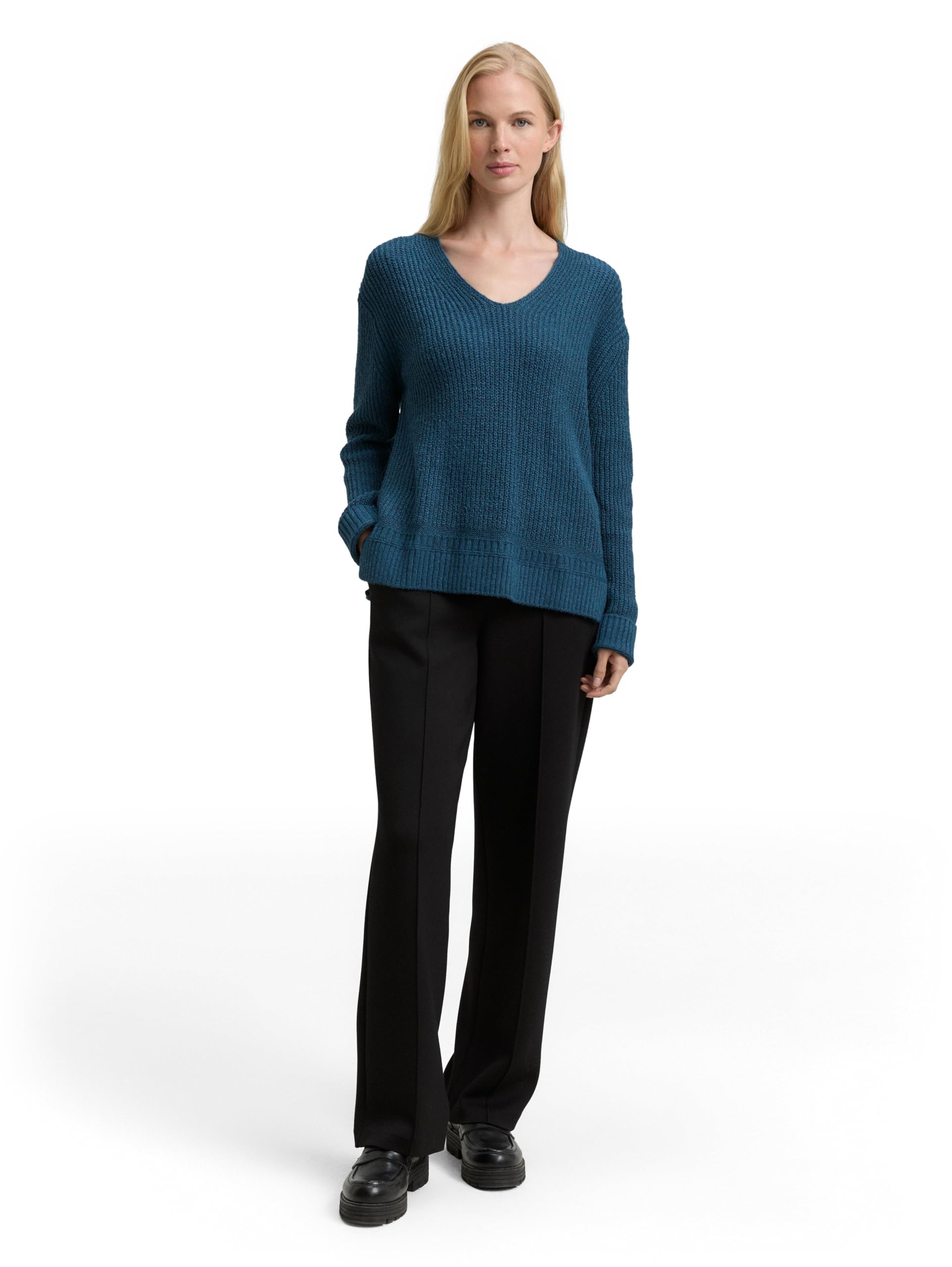 tom-tailor-damen-1047674-ripp-strickpullover-mit-v-ausschnitt image 2