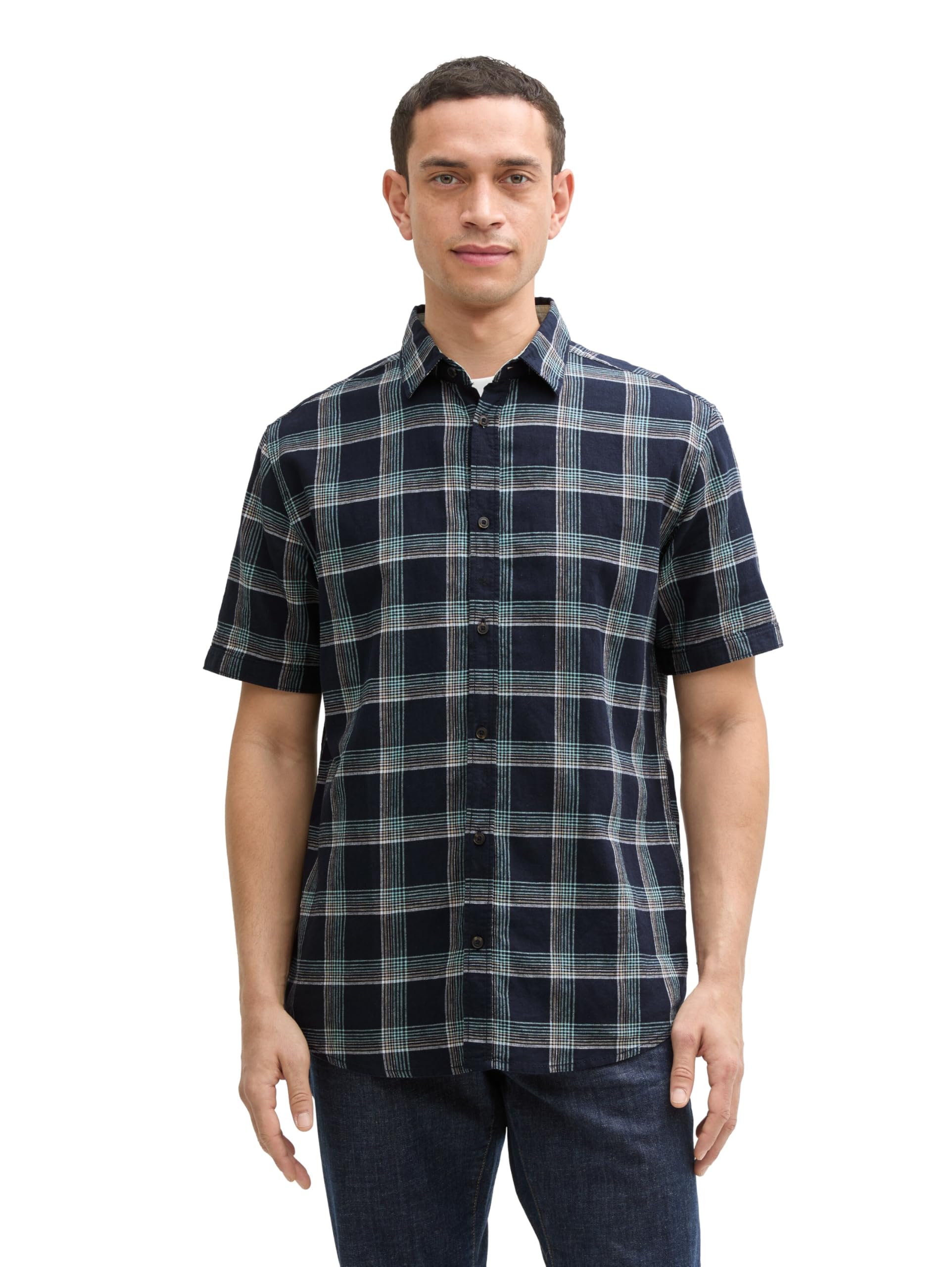 tom-tailor-regular-fit-kurzarmhemd-mit-leinenanteil-herren image 7