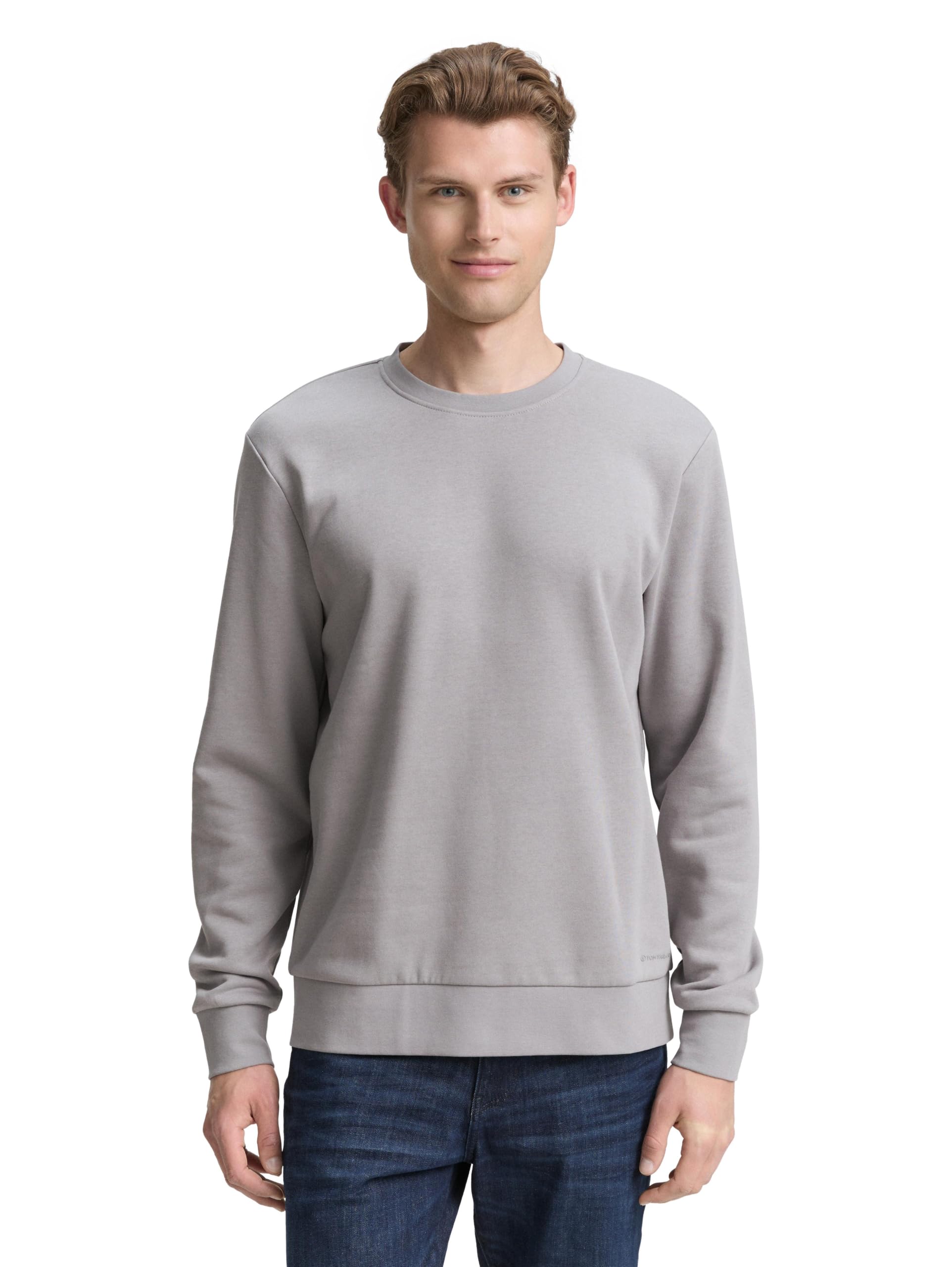 tom-tailor-herren-basic-sweatshirt-in-unifarben-klassisches-rundhals-sweatshirt image 8