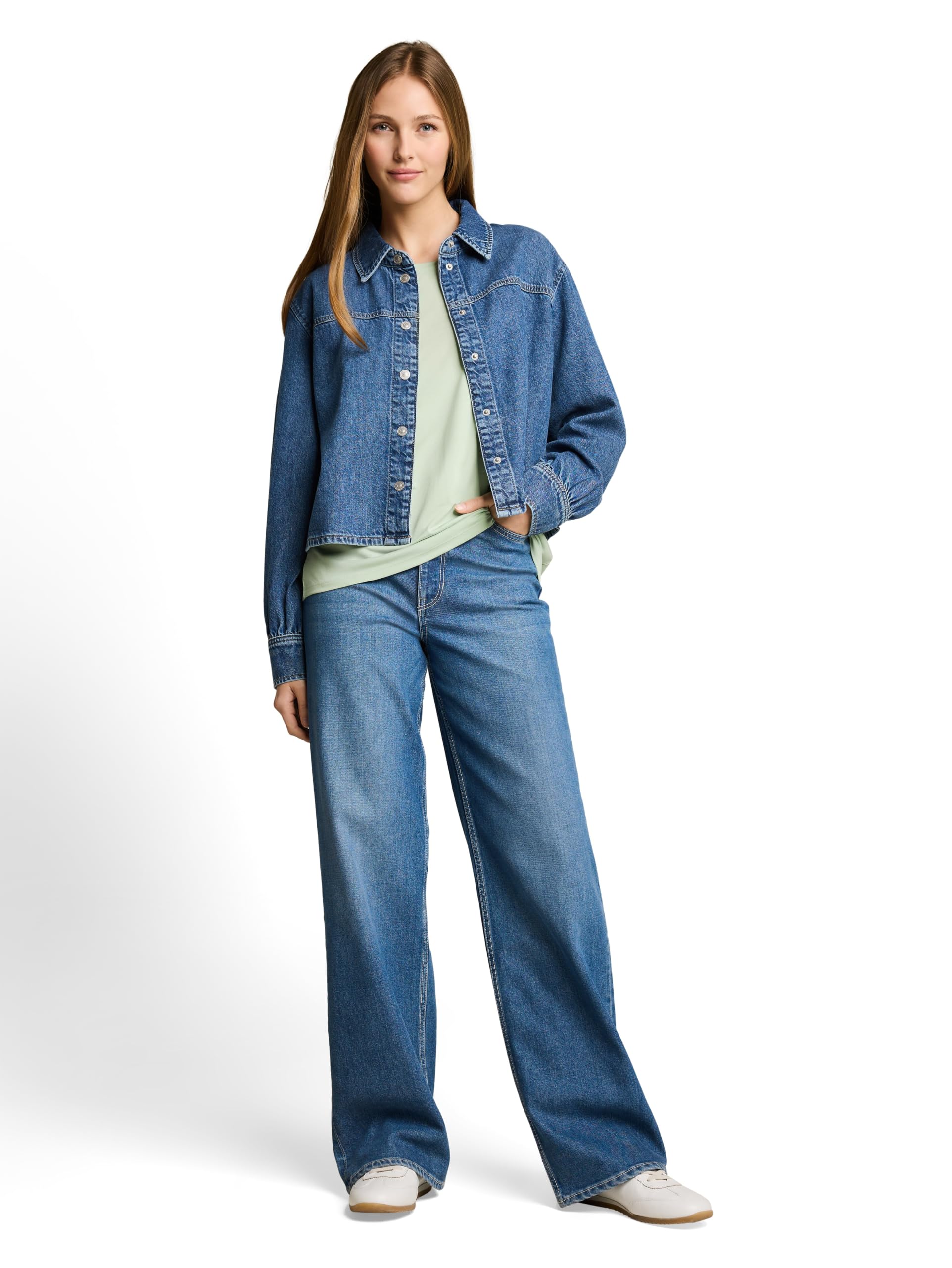 tom-tailor-denim-damen-loose-fit-basic-t-shirt-viskose image 2