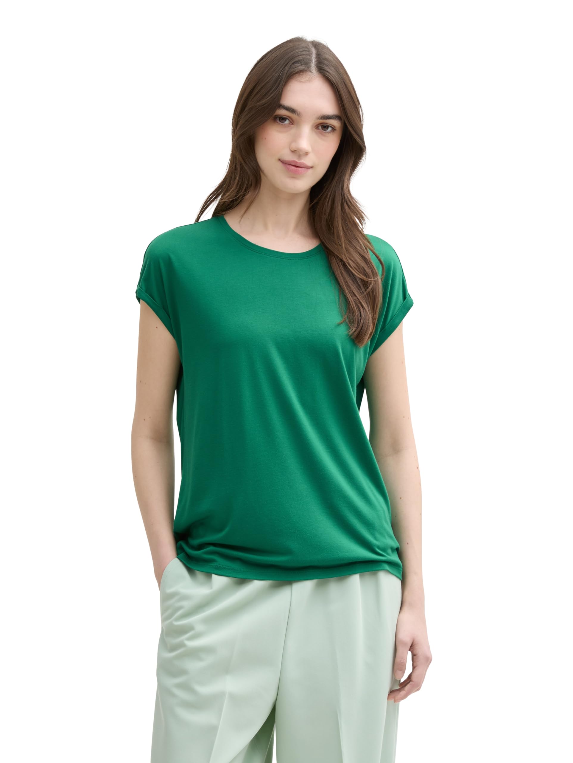 tom-tailor-denim-damen-loose-fit-basic-t-shirt-viskose image 8