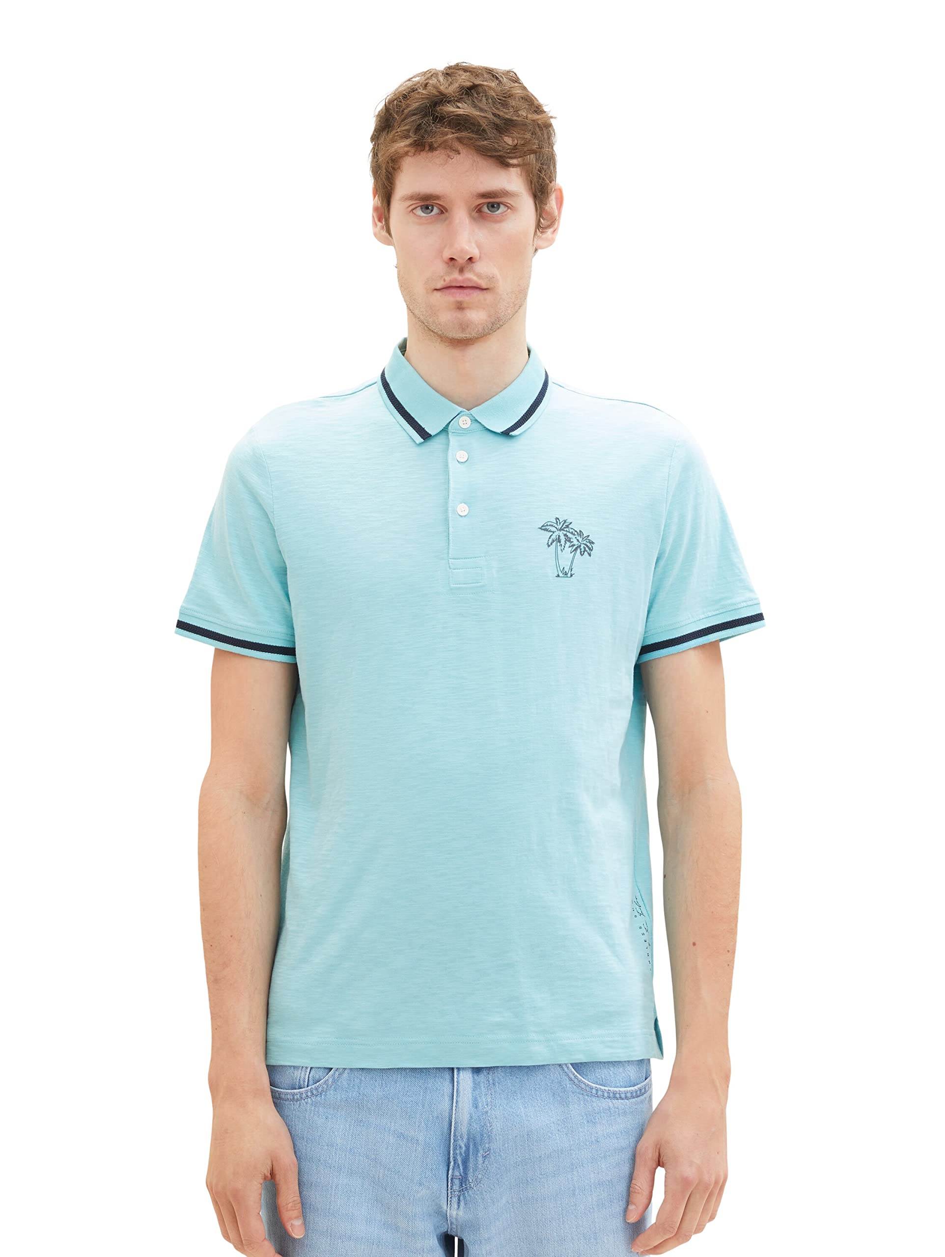tom-tailor-herren-poloshirt-mit-palmen-print image 1