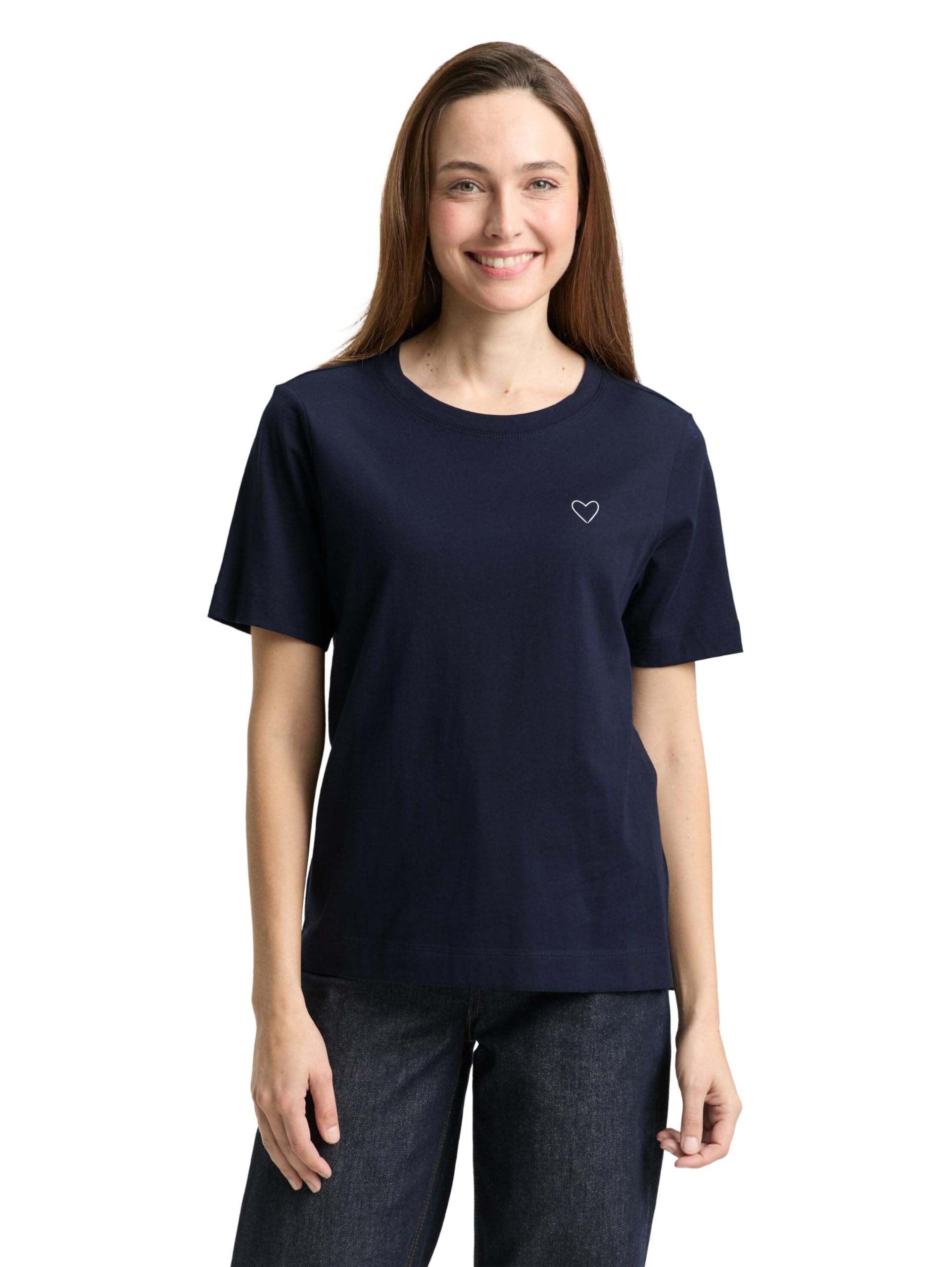 tom-tailor-damen-basic-t-shirt-mit-herz-print image 2