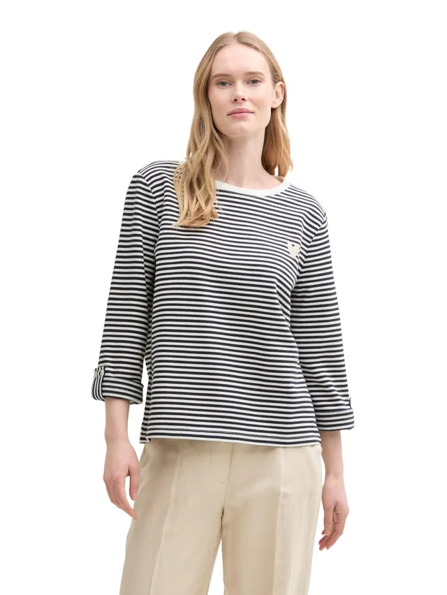 tom-tailor-damen-loose-fit-sweatshirt-mit-streifenmuster image 1