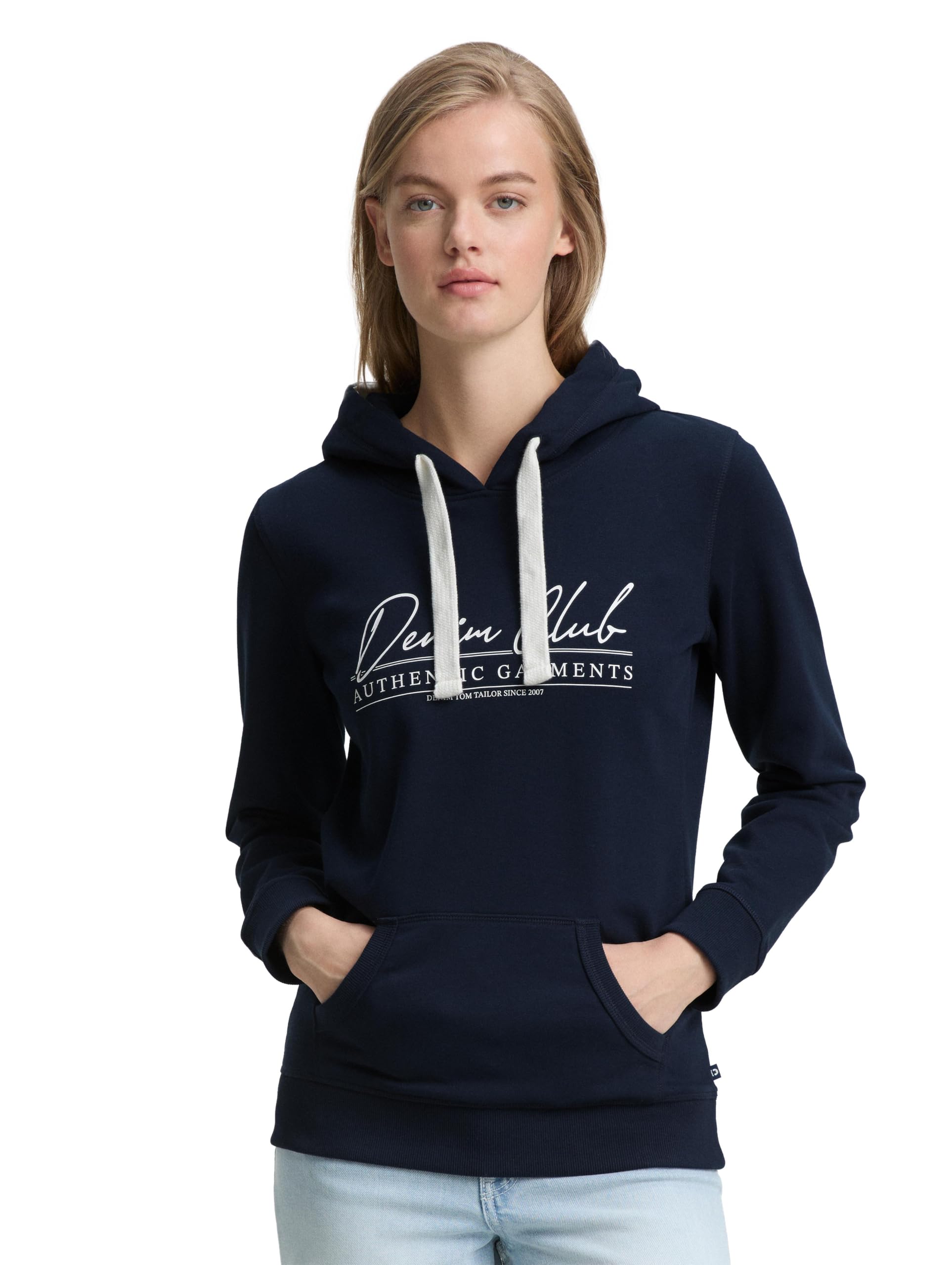 tom-tailor-denim-damen-hoodie-sweatshirt-mit-logo-print image 1