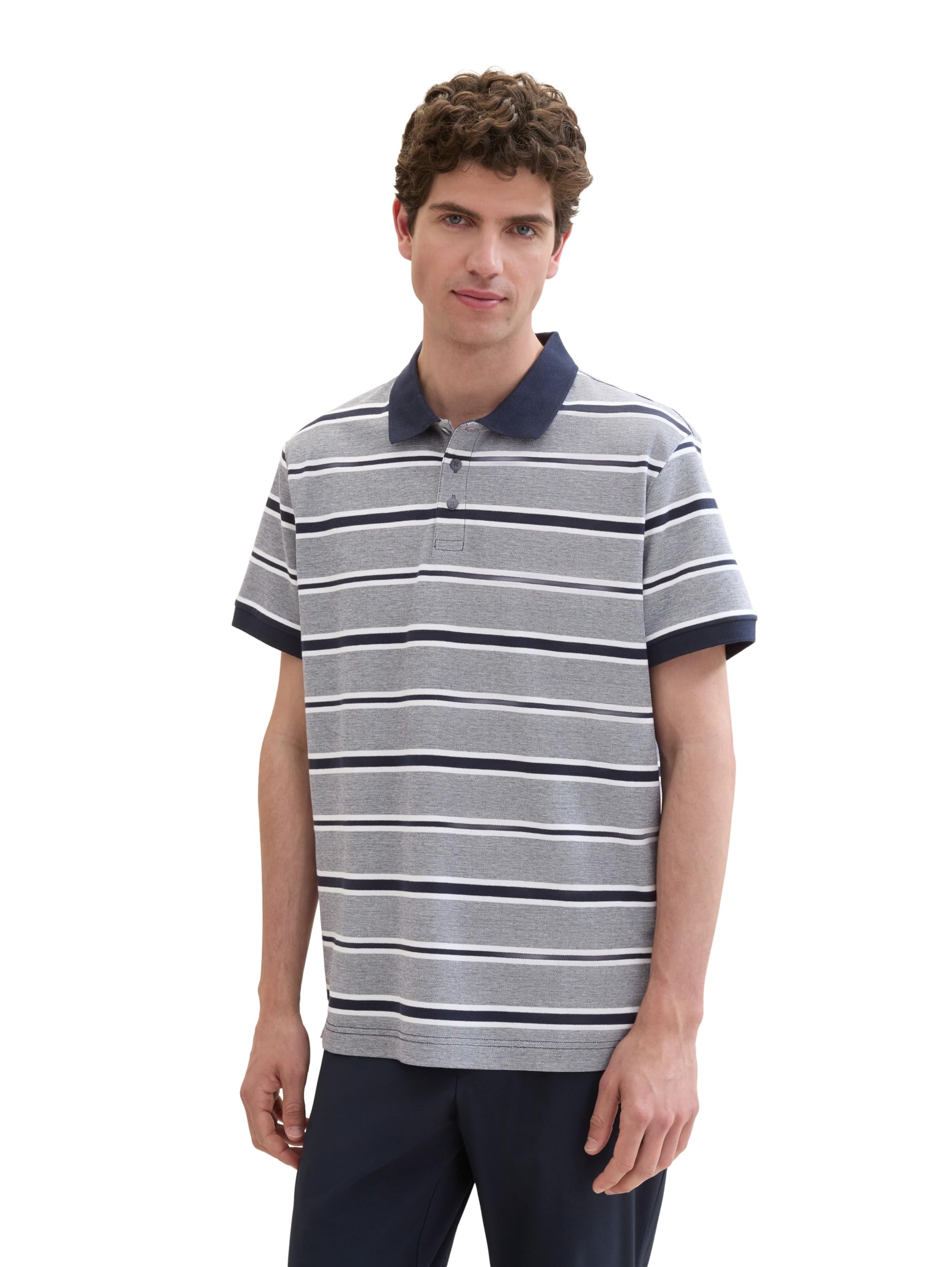 tom-tailor-herren-basic-piqu-poloshirt-mit-streifen image 1
