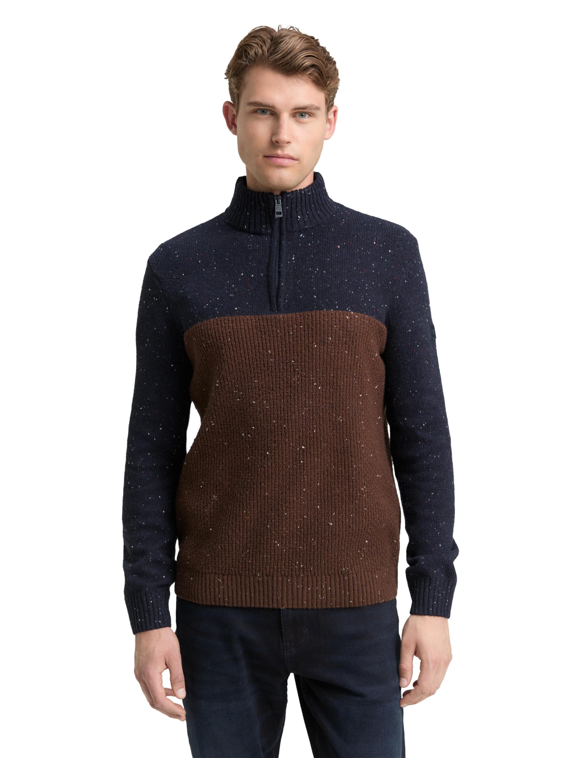 tom-tailor-herren-troyer-strickpullover-mit-strukturmix image 1